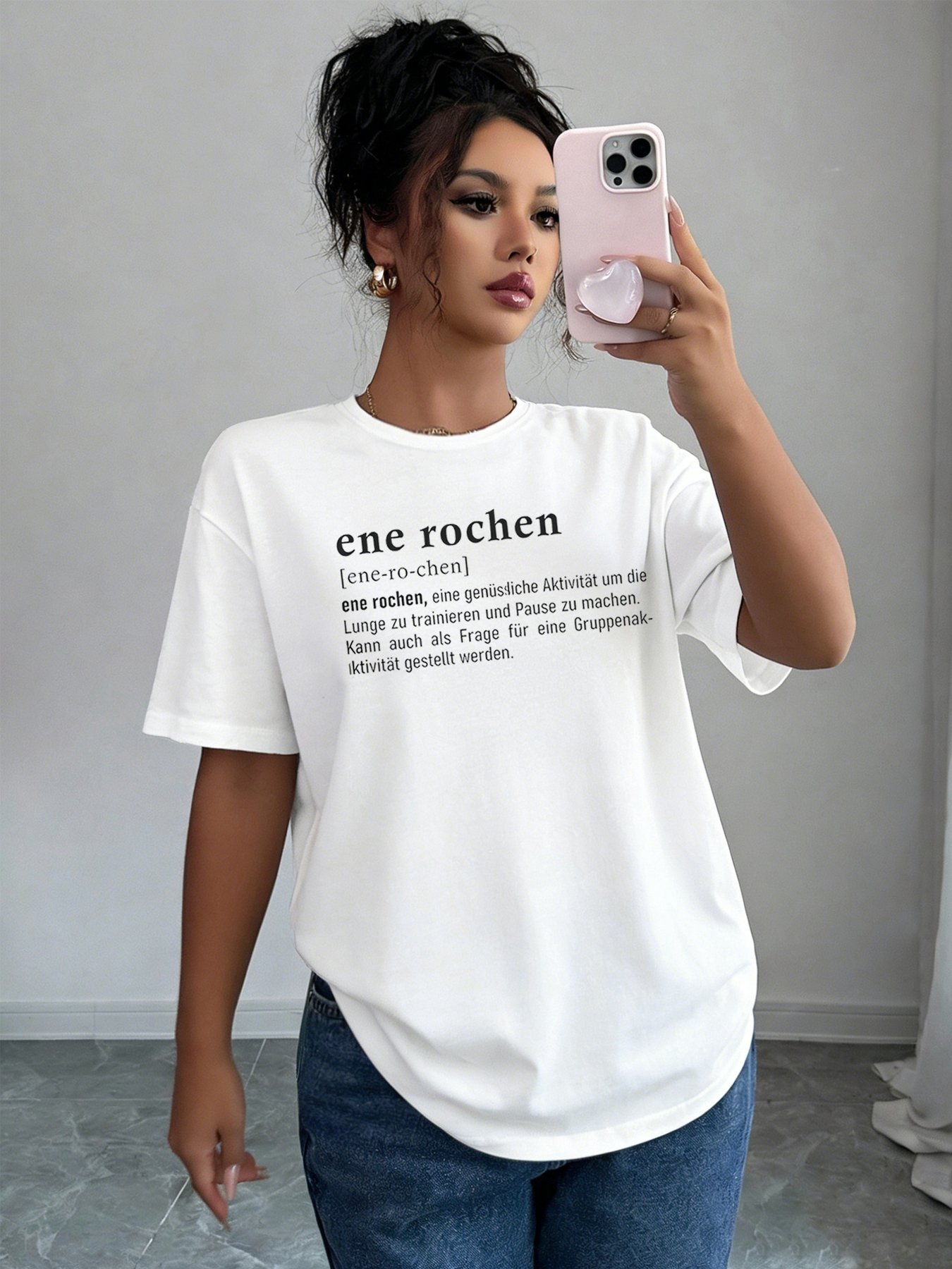 White Slogan Print Regular T-Shirt