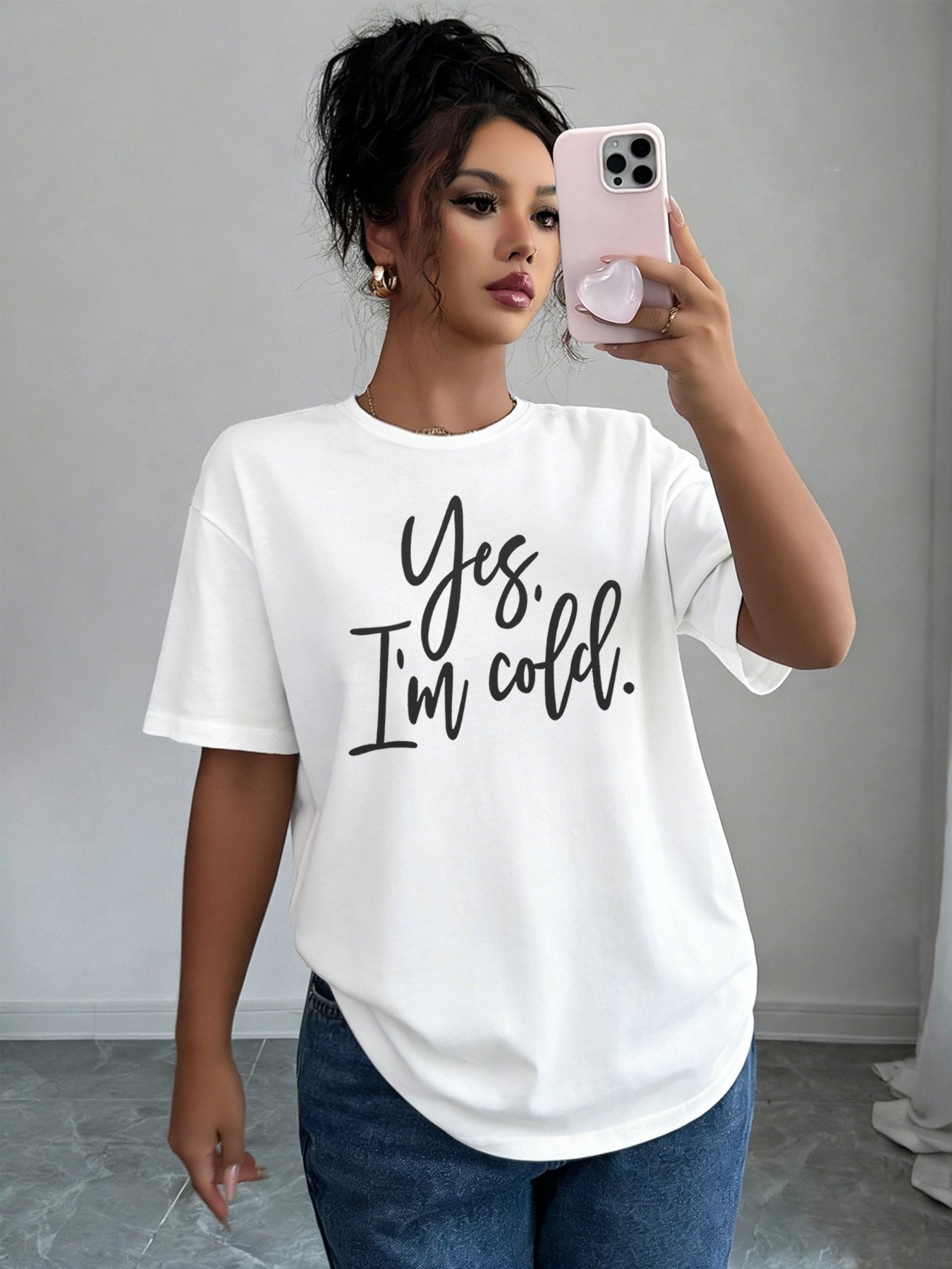 White Slogan Print Regular T-Shirt