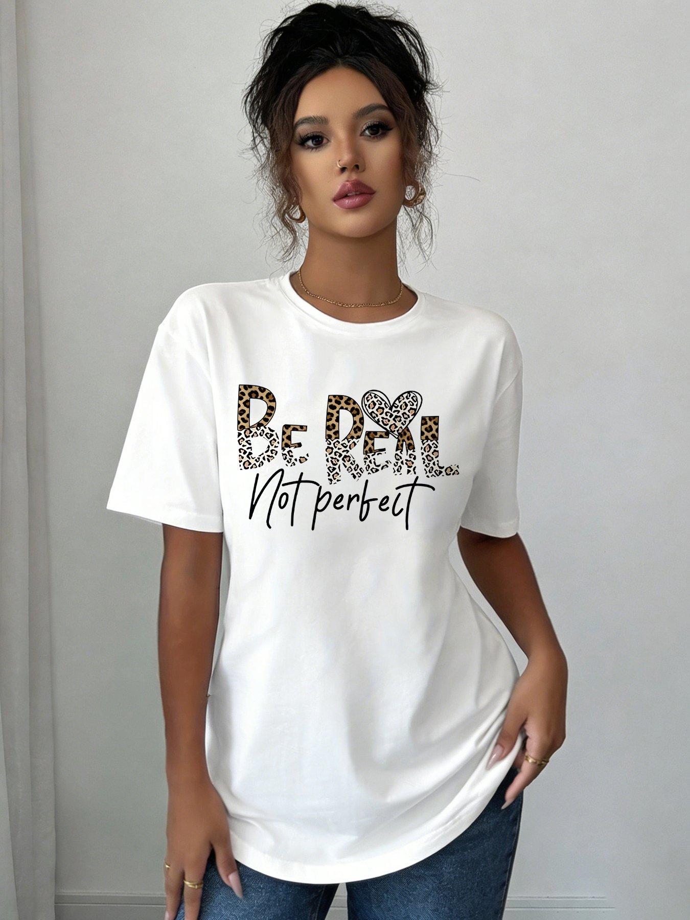 White Graphic Print Round Neck T-Shirt