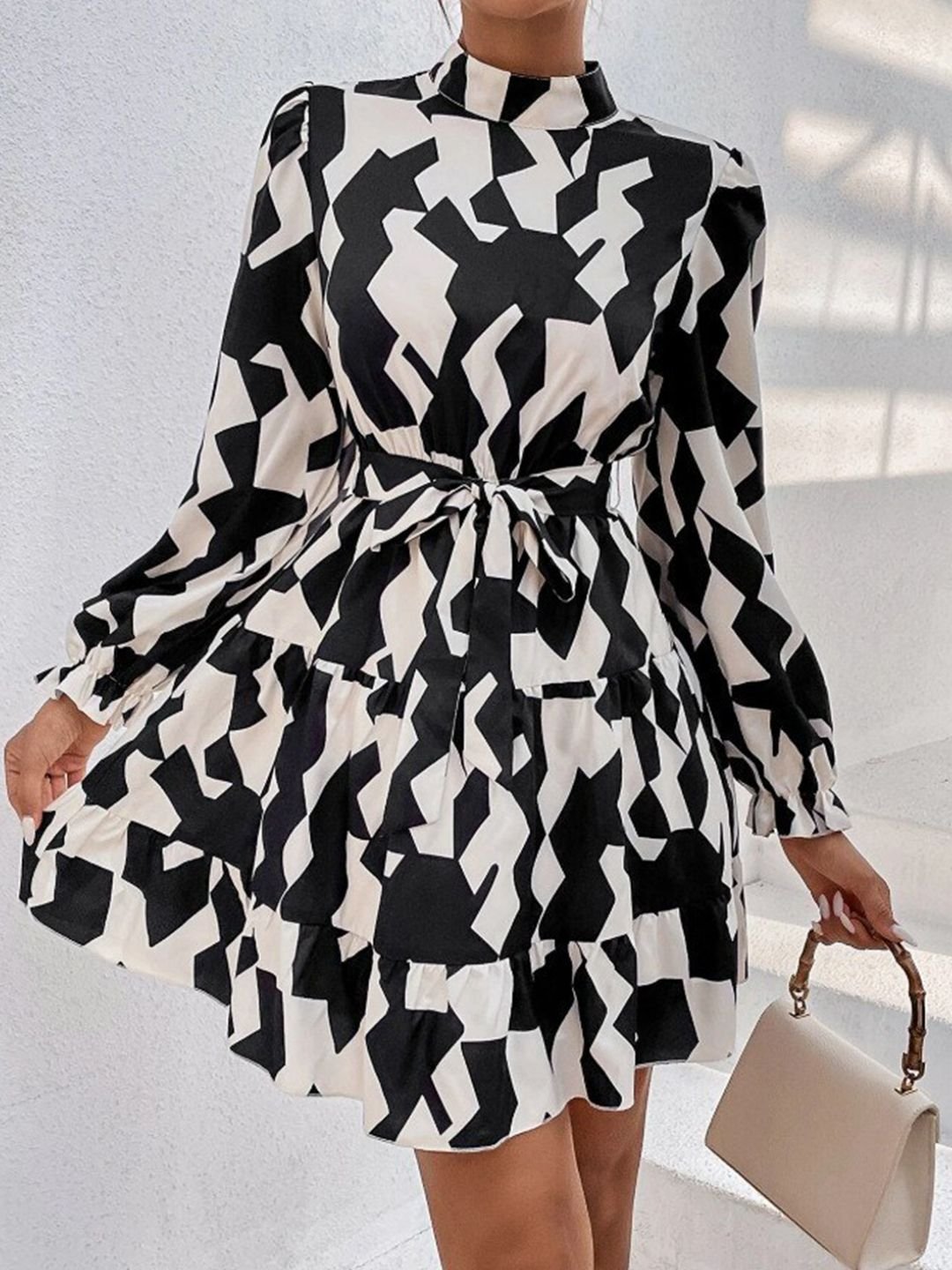 Black Chevron Print Dress