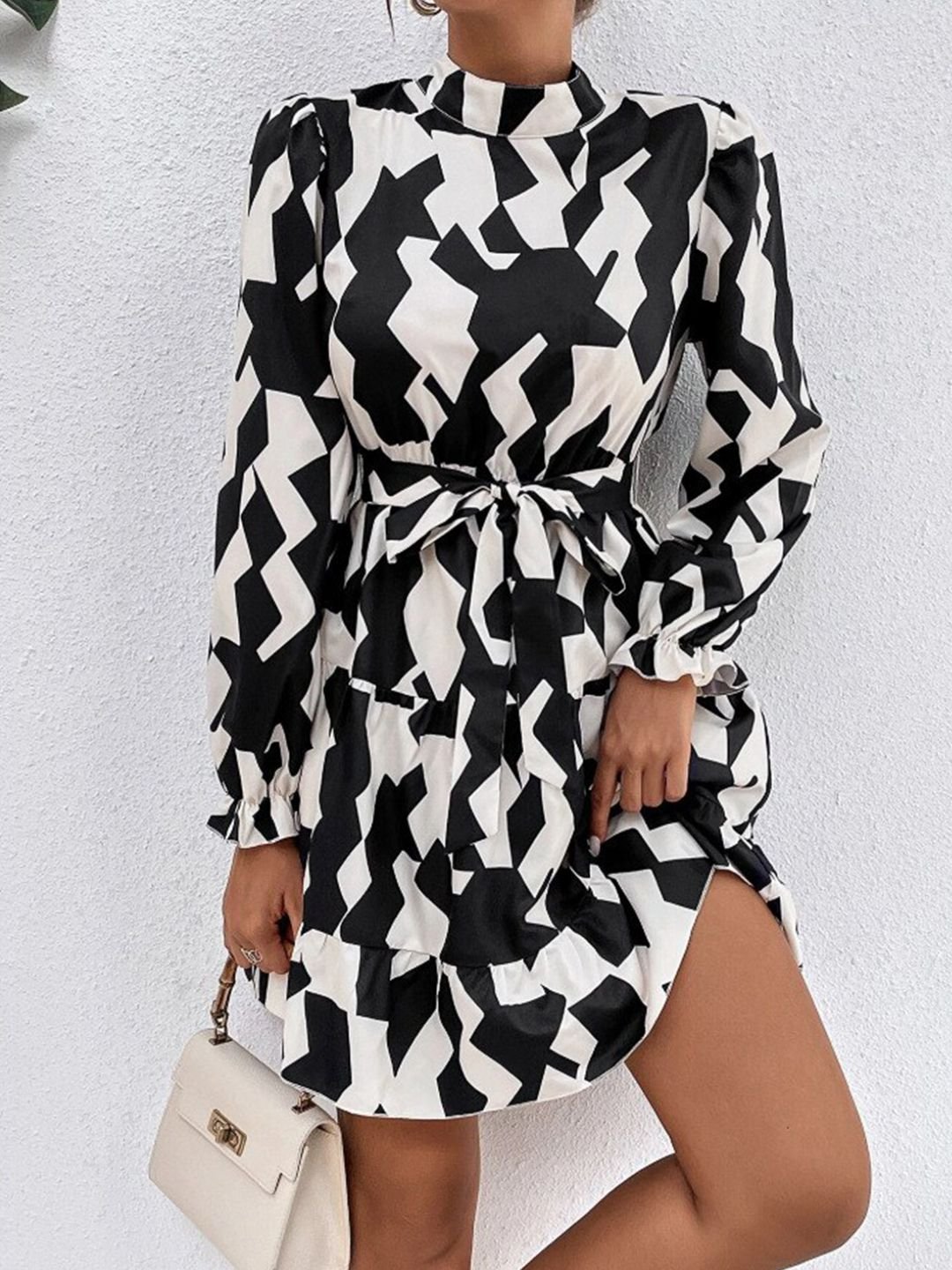 Black Chevron Print Dress