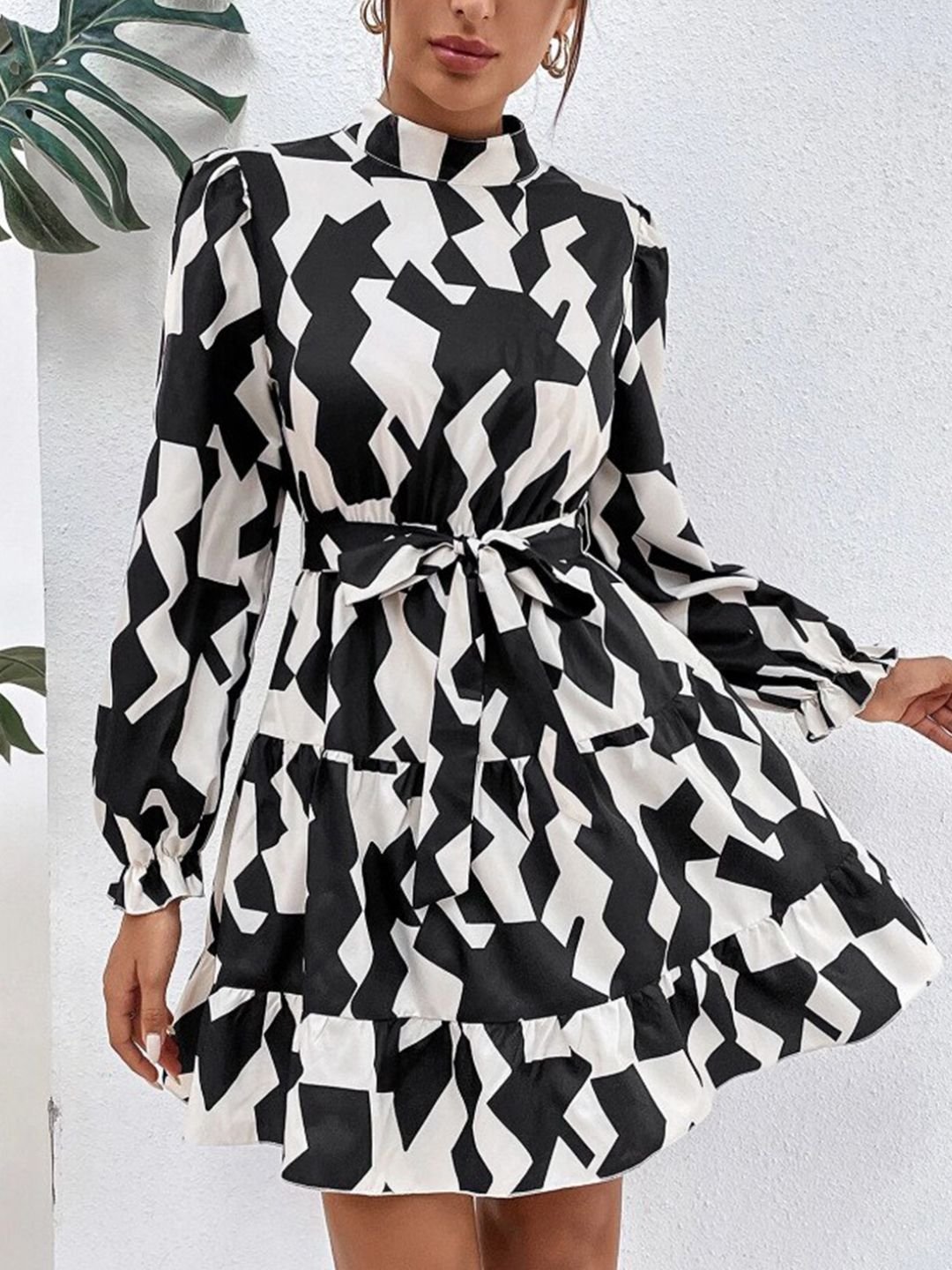 Black Chevron Print Dress