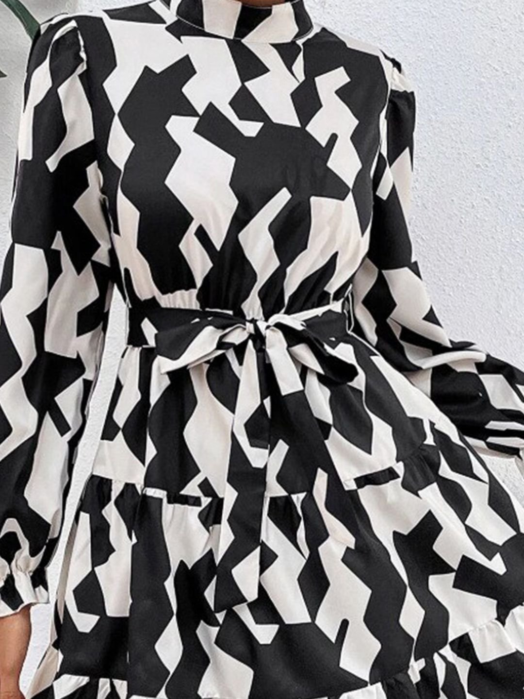 Black Chevron Print Dress