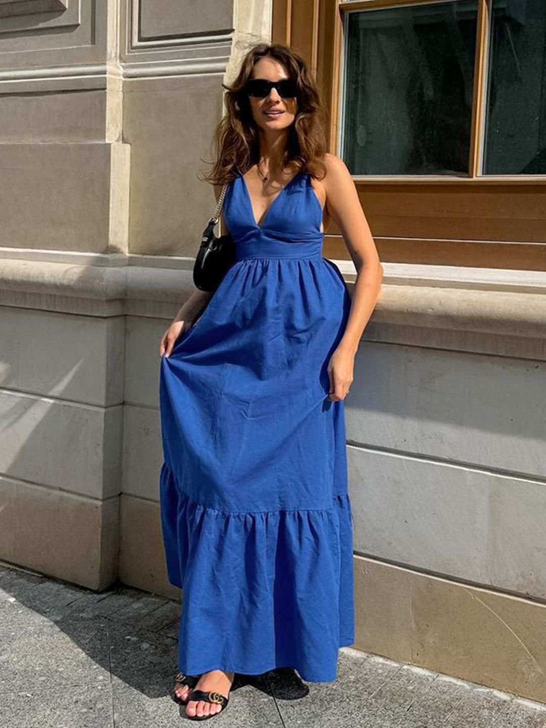 V-Neck Strap Detail Maxi Dress