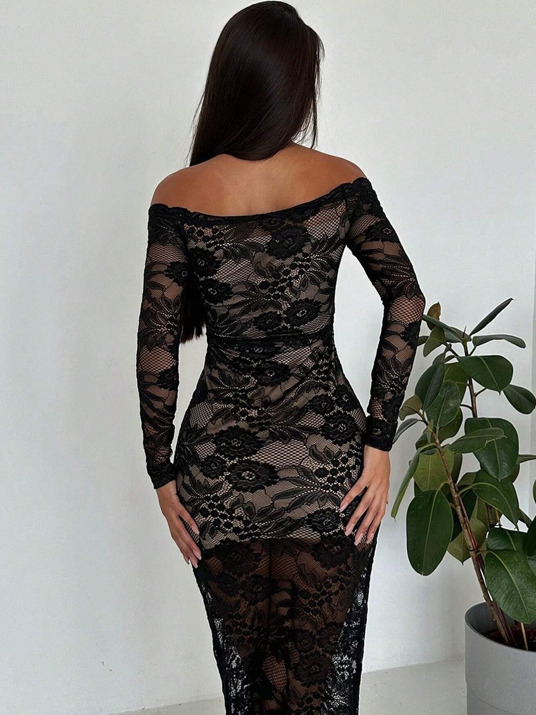 Black Nylon Bodycon Sweetheart Neck Solid Dress