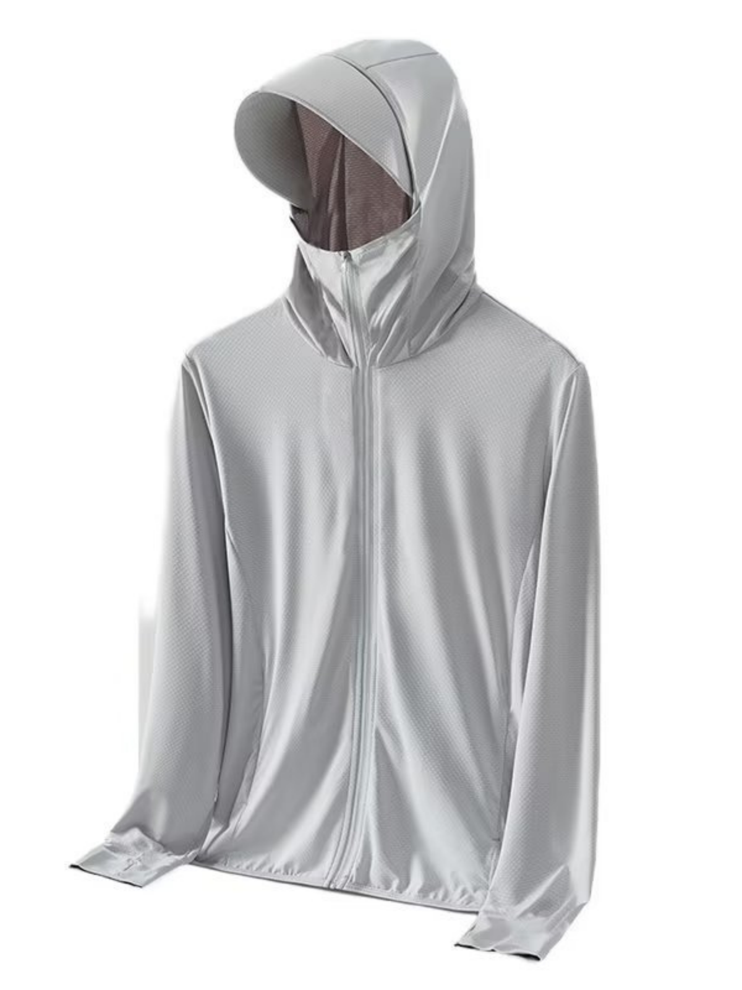 Grey Skinny Fit Hooded Sun Protection Jacket