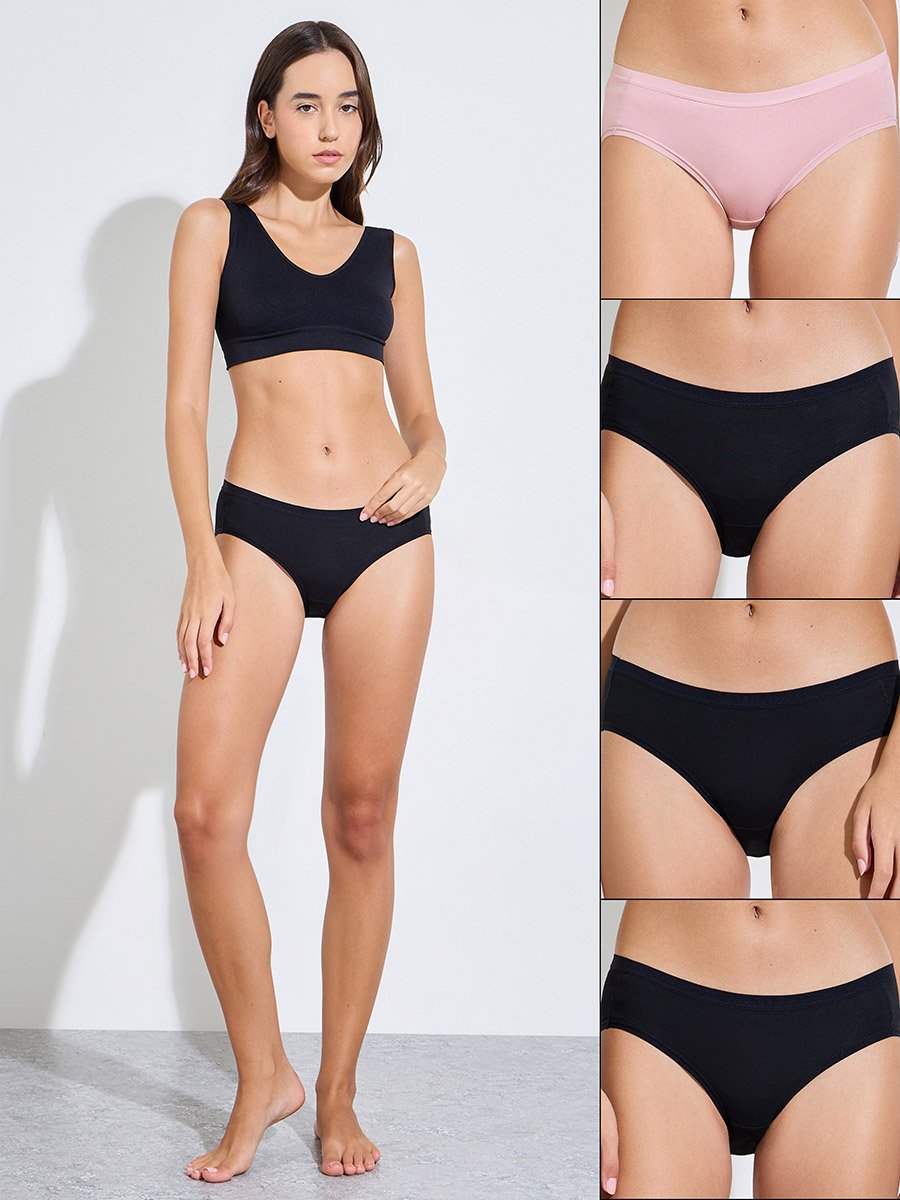 Pack of 4 - Cotton Elastane Full Briefs