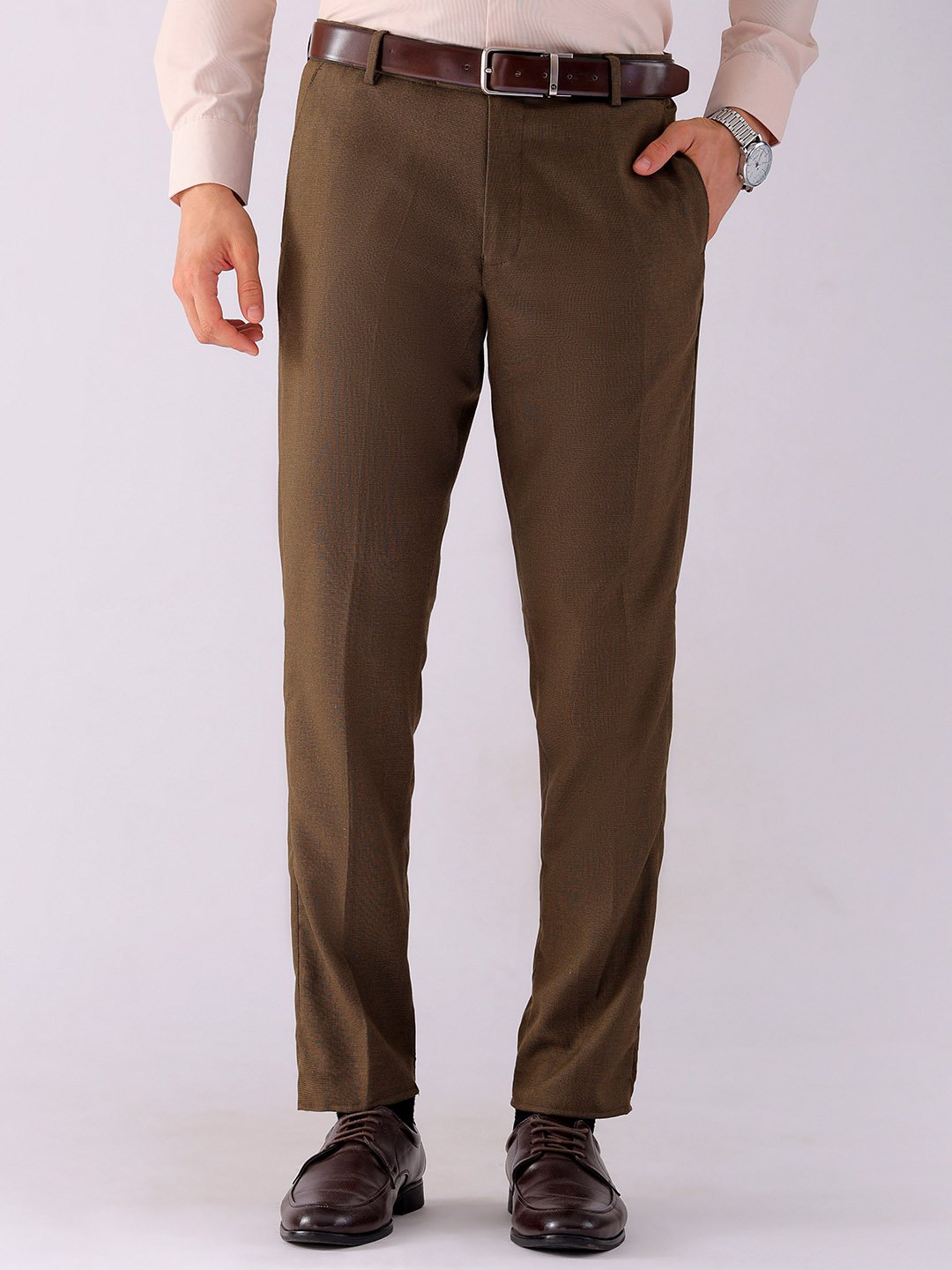 Men Slim Fit Mid Rise Trousers