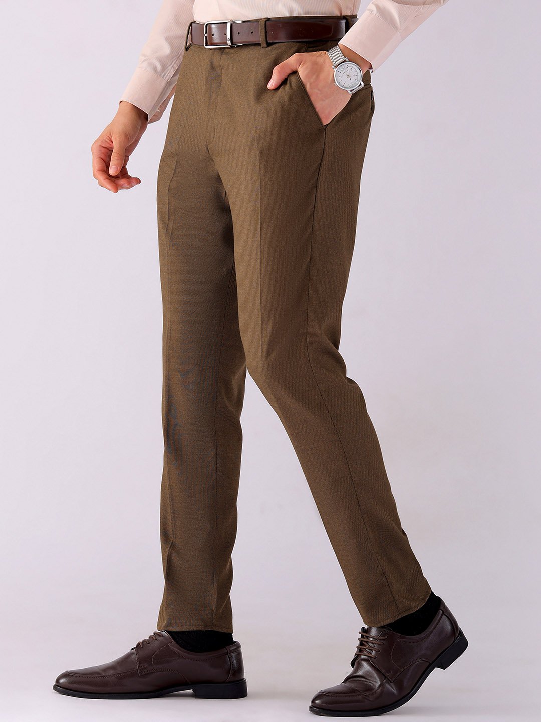 Men Slim Fit Mid Rise Trousers