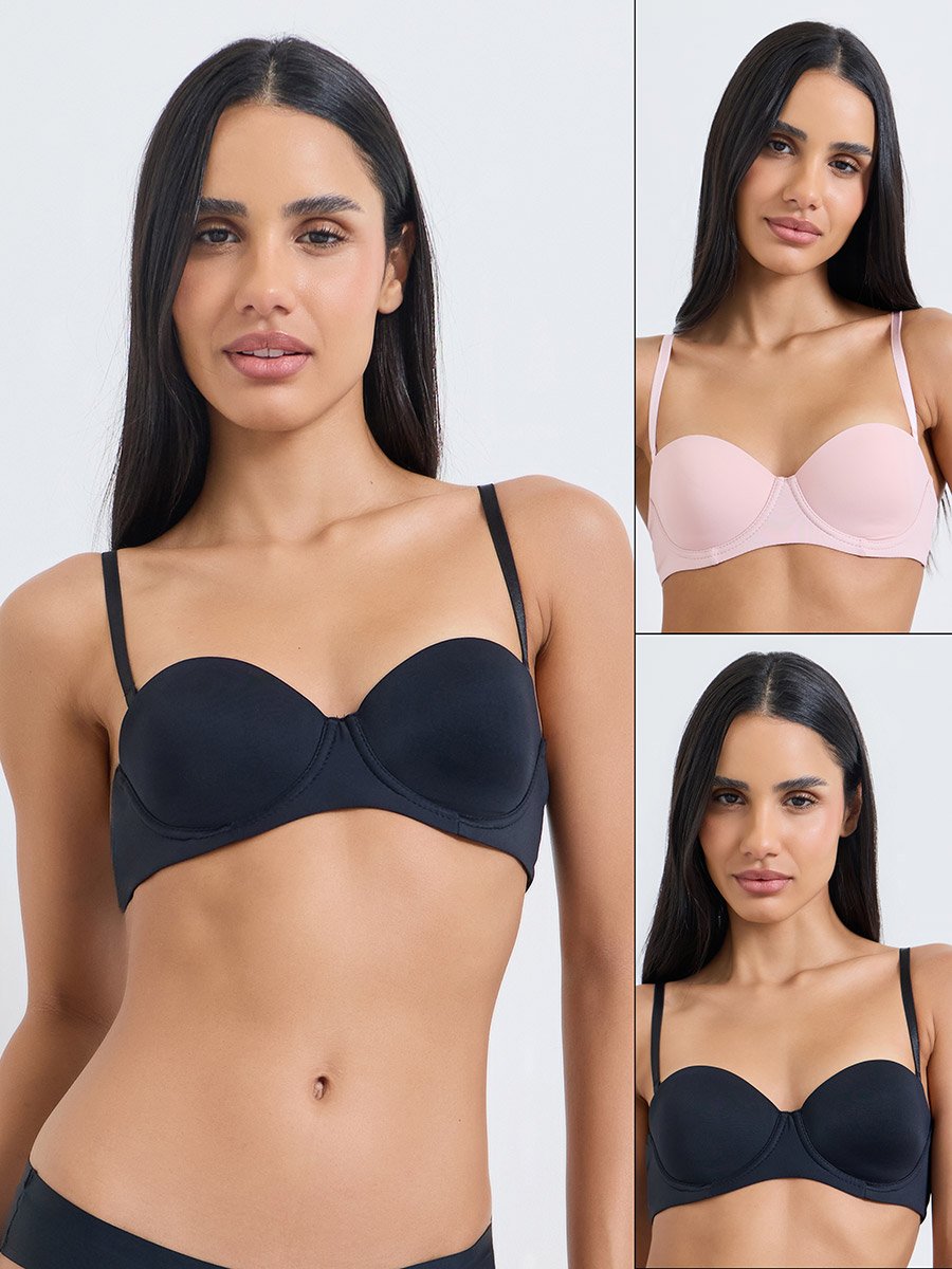 Pack of 2 - Padded Wired Balconette Bra
