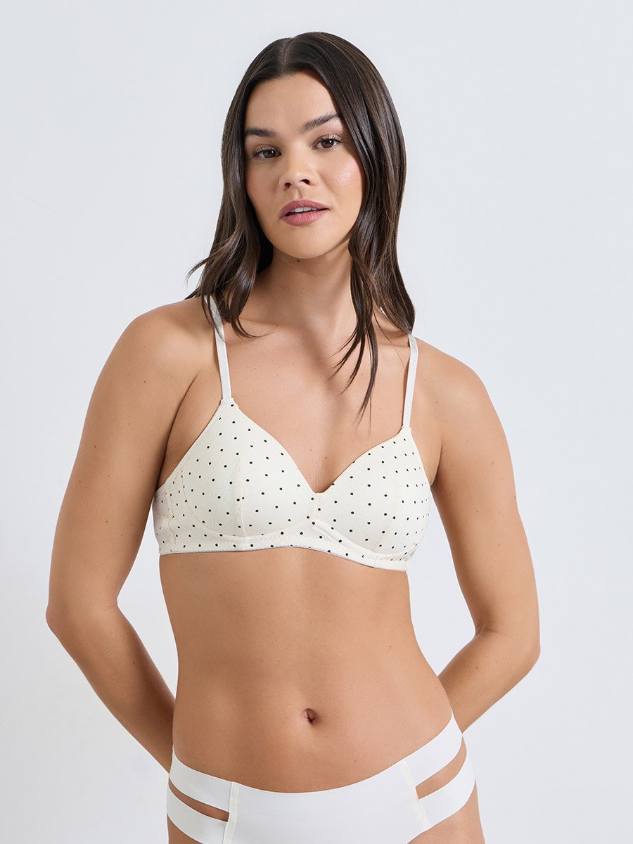 Pack of 2 - Padded Non Wired Polka Dot Print T-Shirt Bra