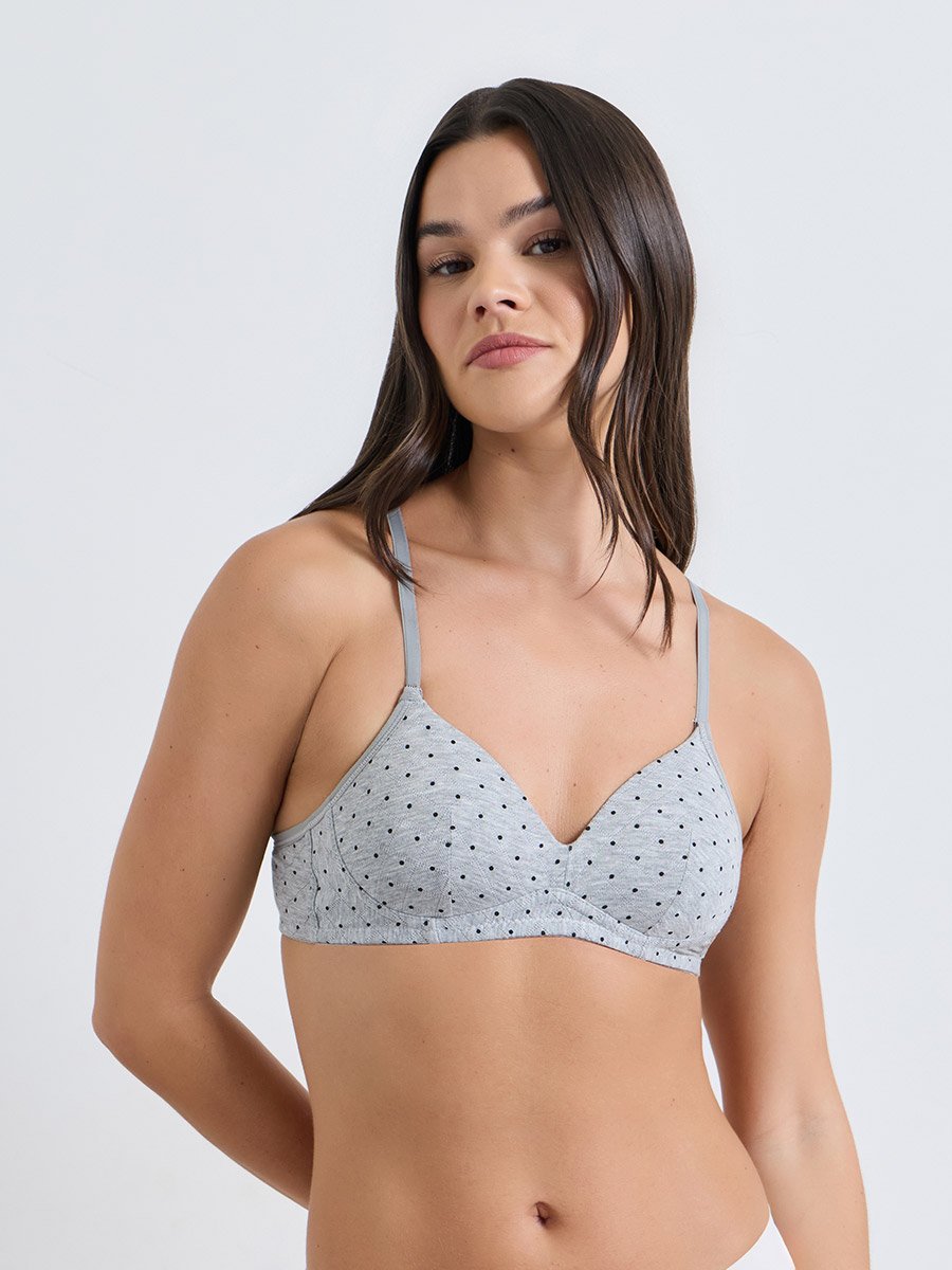 Pack of 2 - Padded Non Wired Polka Dot Print T-Shirt Bra
