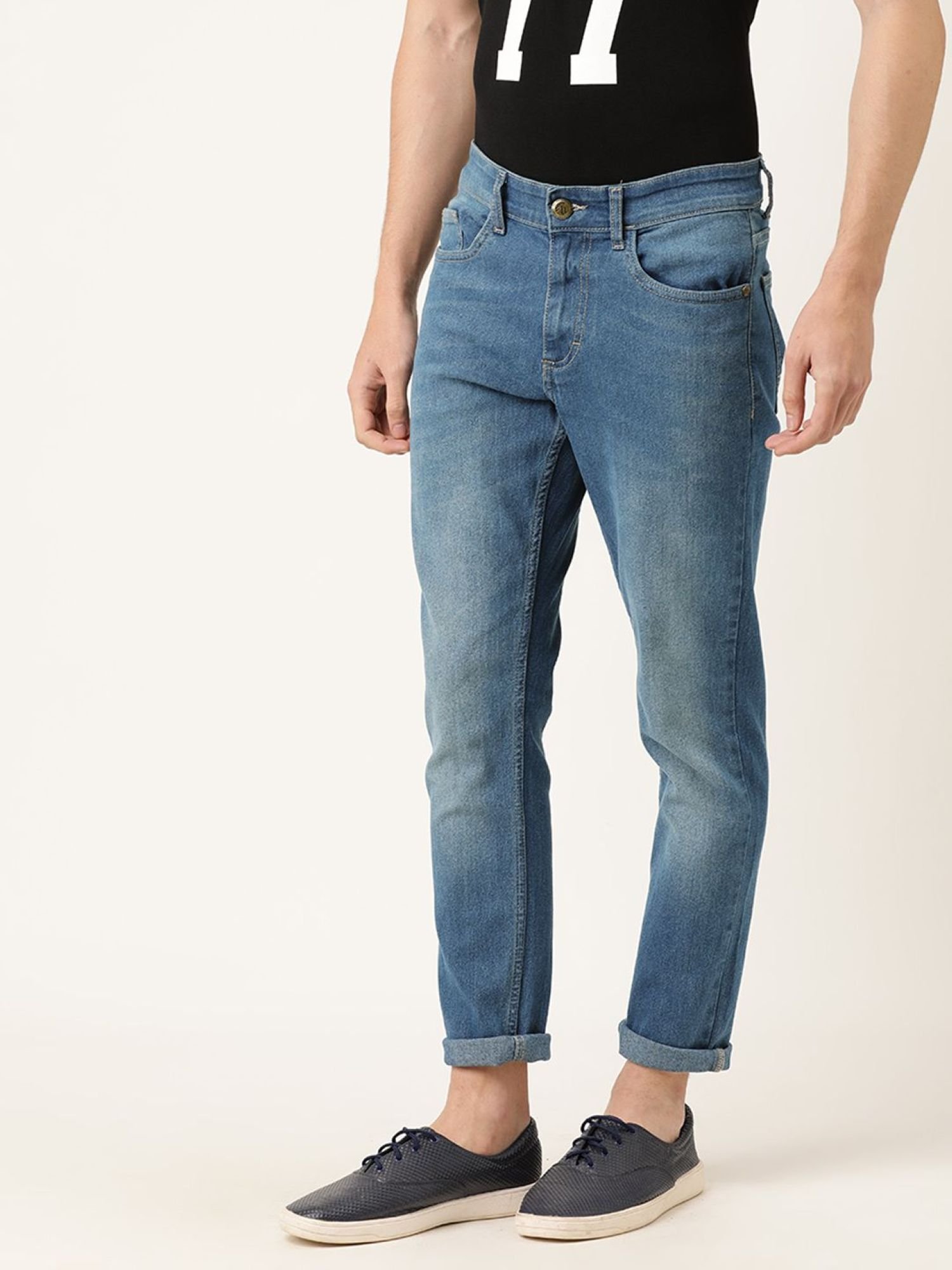 Men Super Slim Fit Mid Rise Jeans