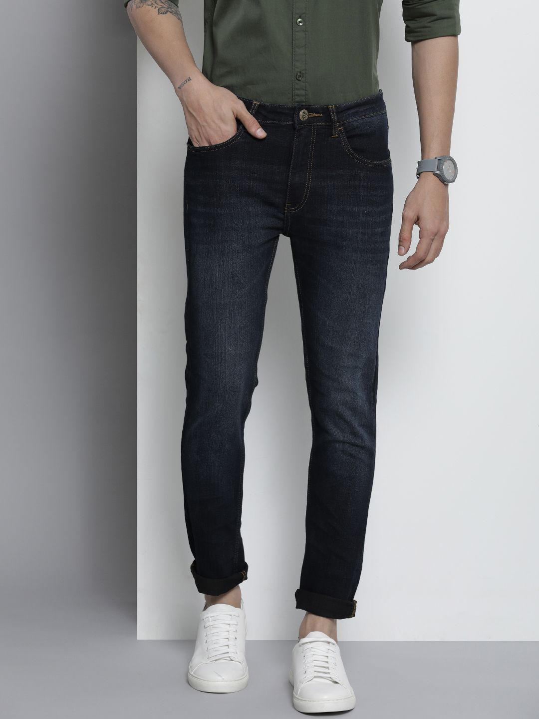Men Skinny Fit Mid Rise Stretchable Jeans