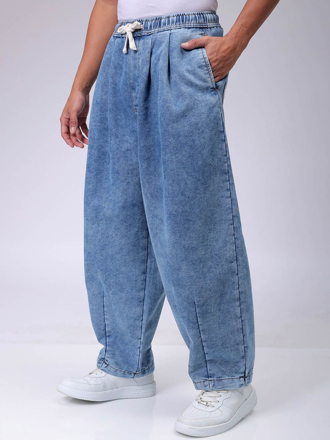 Men Baggy Fit Mid Rise Harem Jeans