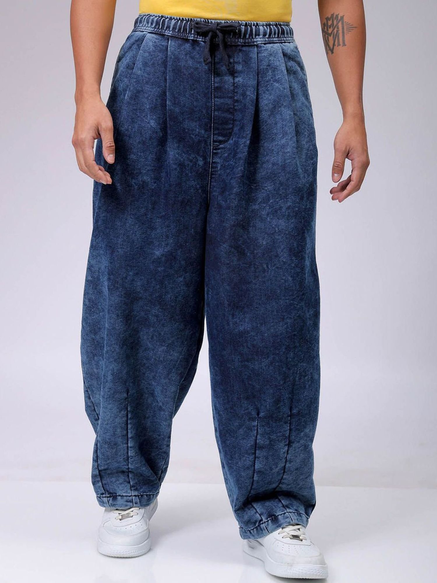 Men Baggy Fit Mid Rise Harem Jeans