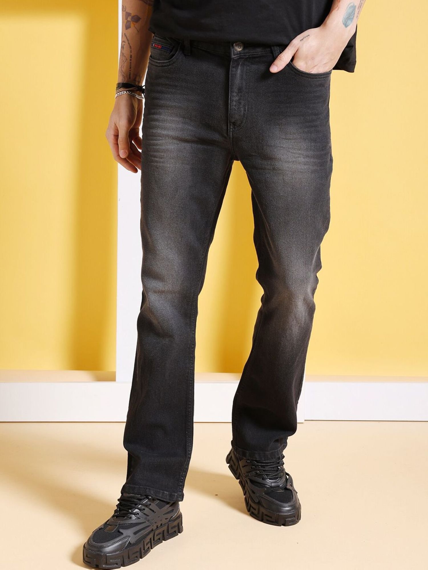 Men Bootcut Mid Rise Stretchable Jeans
