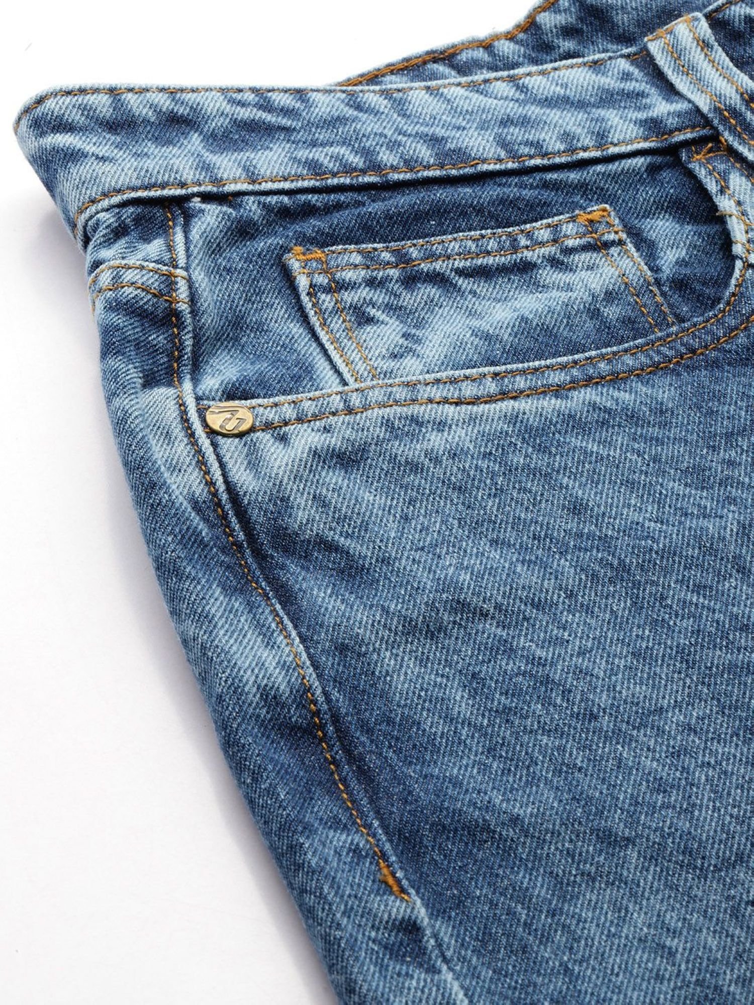 Men Wide Leg Mid Rise Jeans