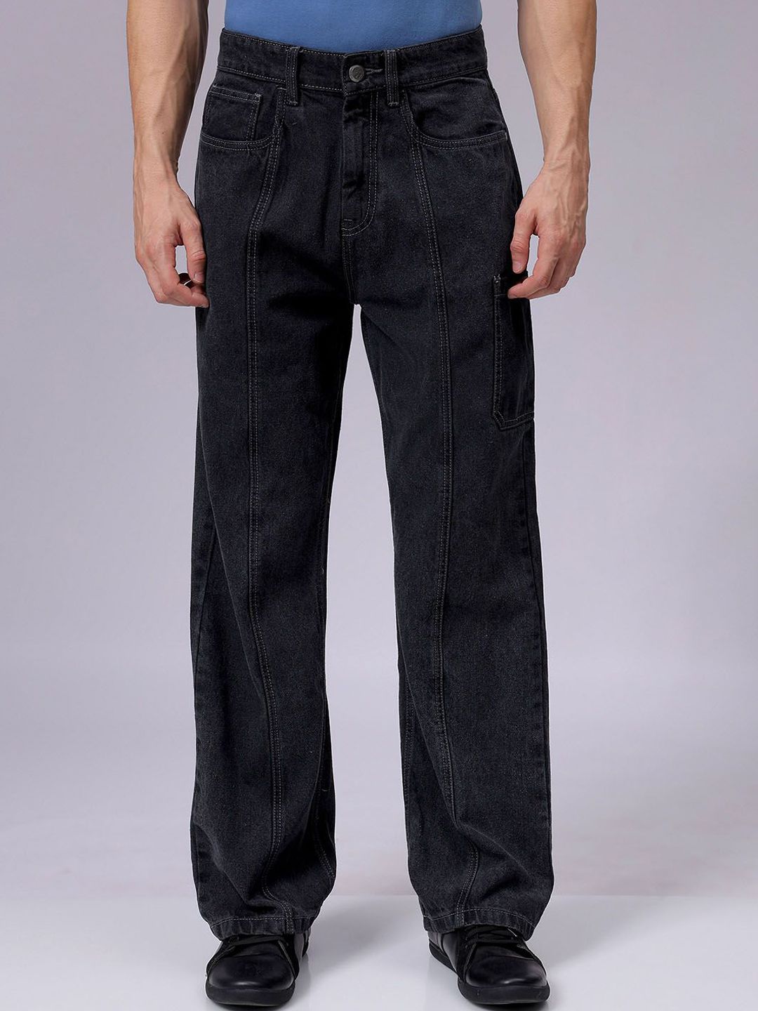 Men Wide Leg Mid Rise Jeans