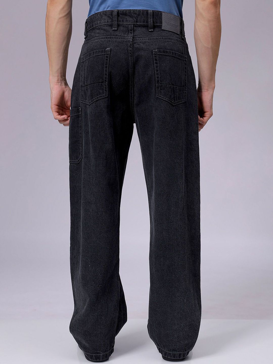 Men Wide Leg Mid Rise Jeans