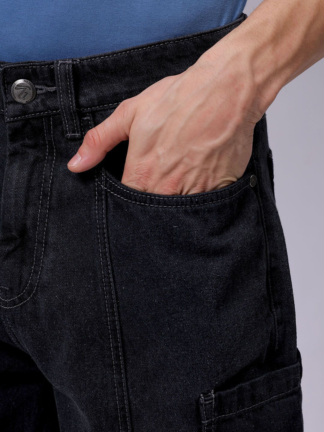 Men Wide Leg Mid Rise Jeans
