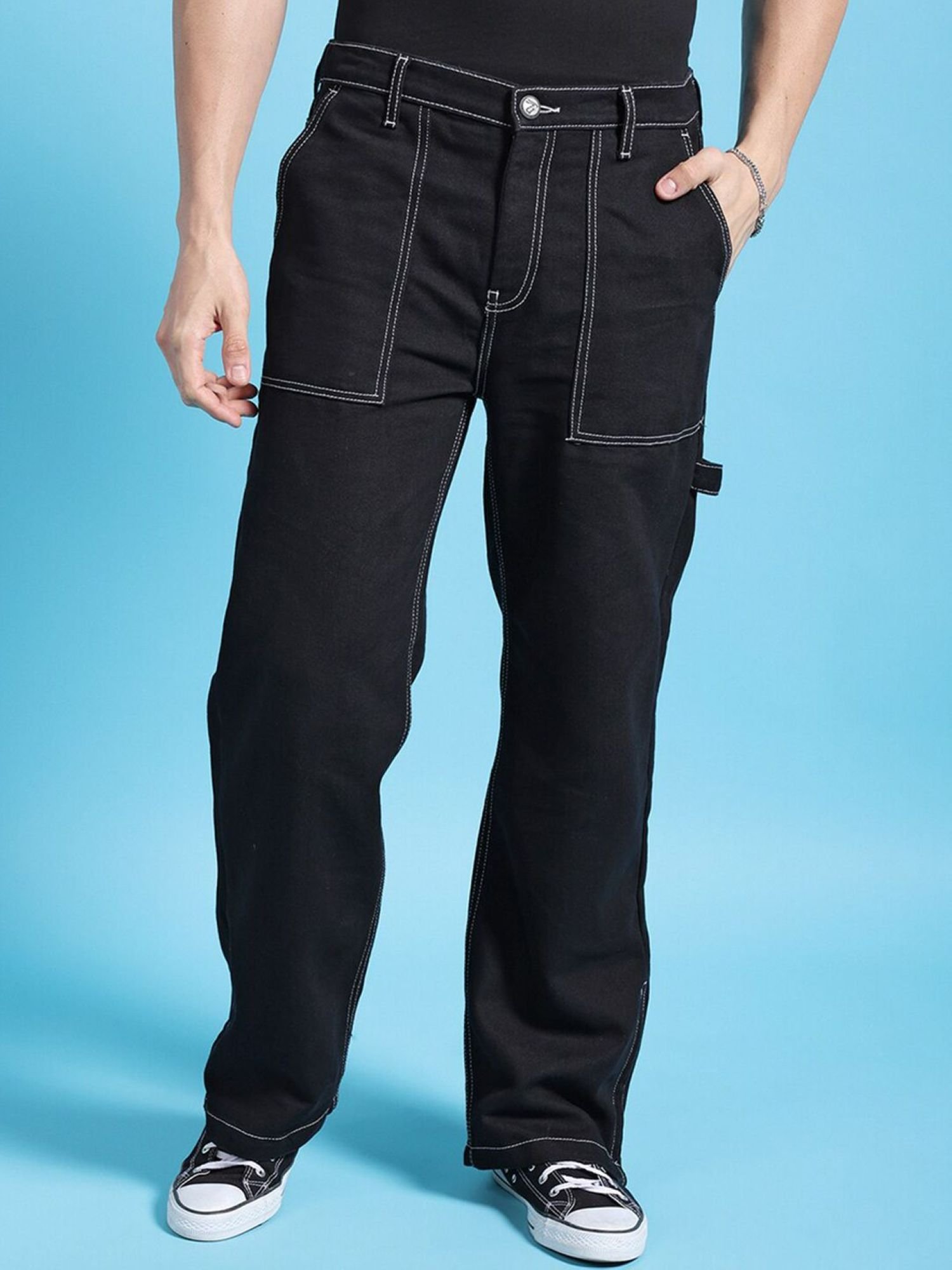 Men Baggy Fit Mid Rise Stretchable Jeans