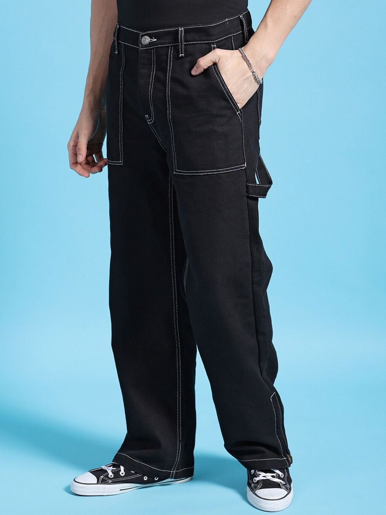 Men Baggy Fit Mid Rise Stretchable Jeans