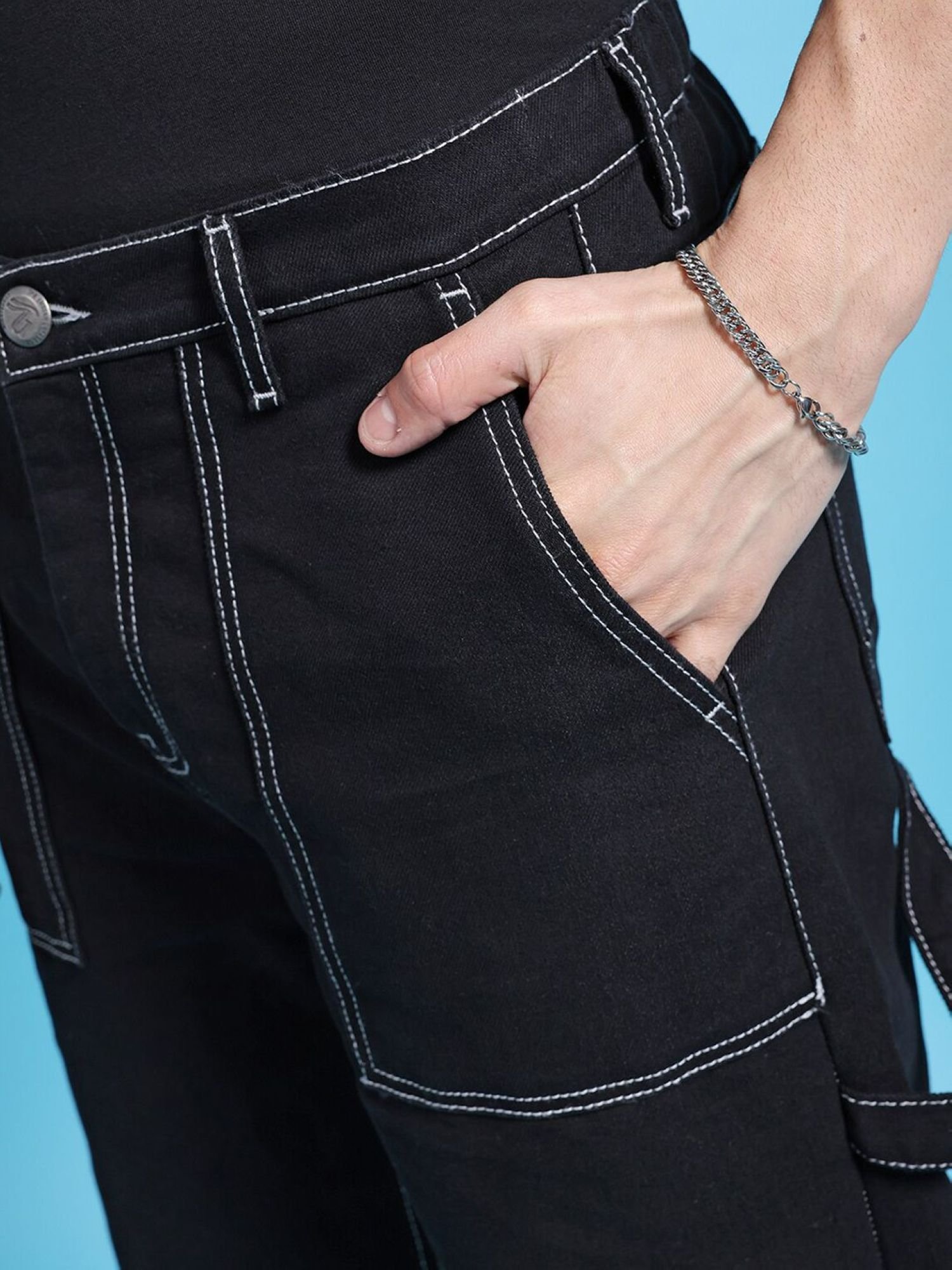 Men Baggy Fit Mid Rise Stretchable Jeans