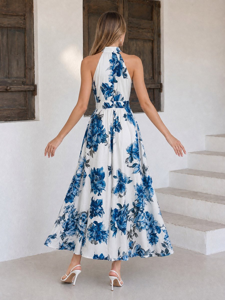 Floral Sleeveless A-Line Maxi Dress