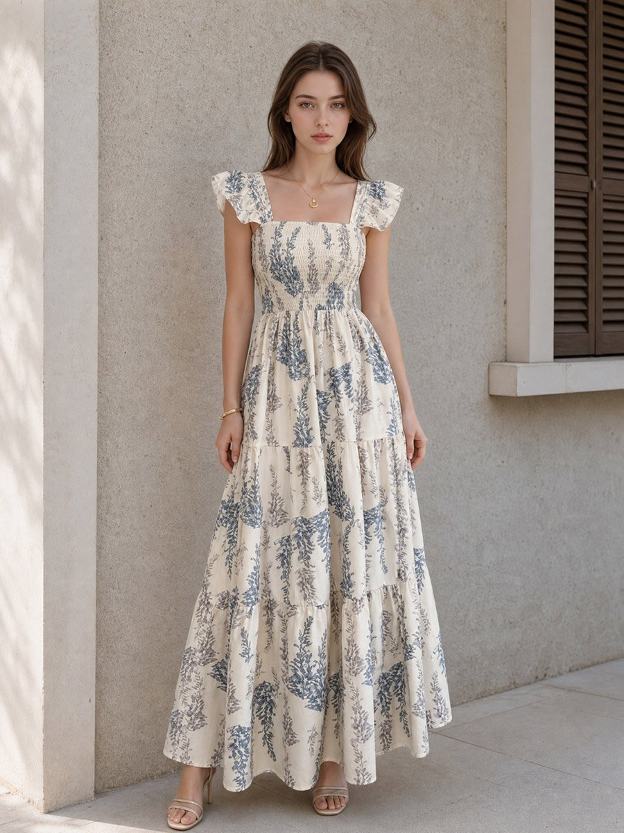 Floral Sleeveless Tiered Maxi Dress