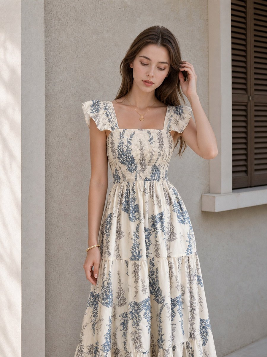 Floral Sleeveless Tiered Maxi Dress