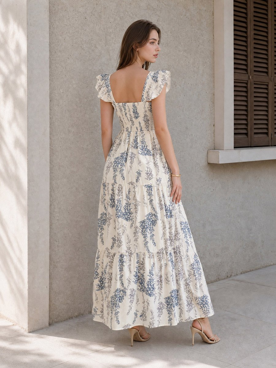 Floral Sleeveless Tiered Maxi Dress