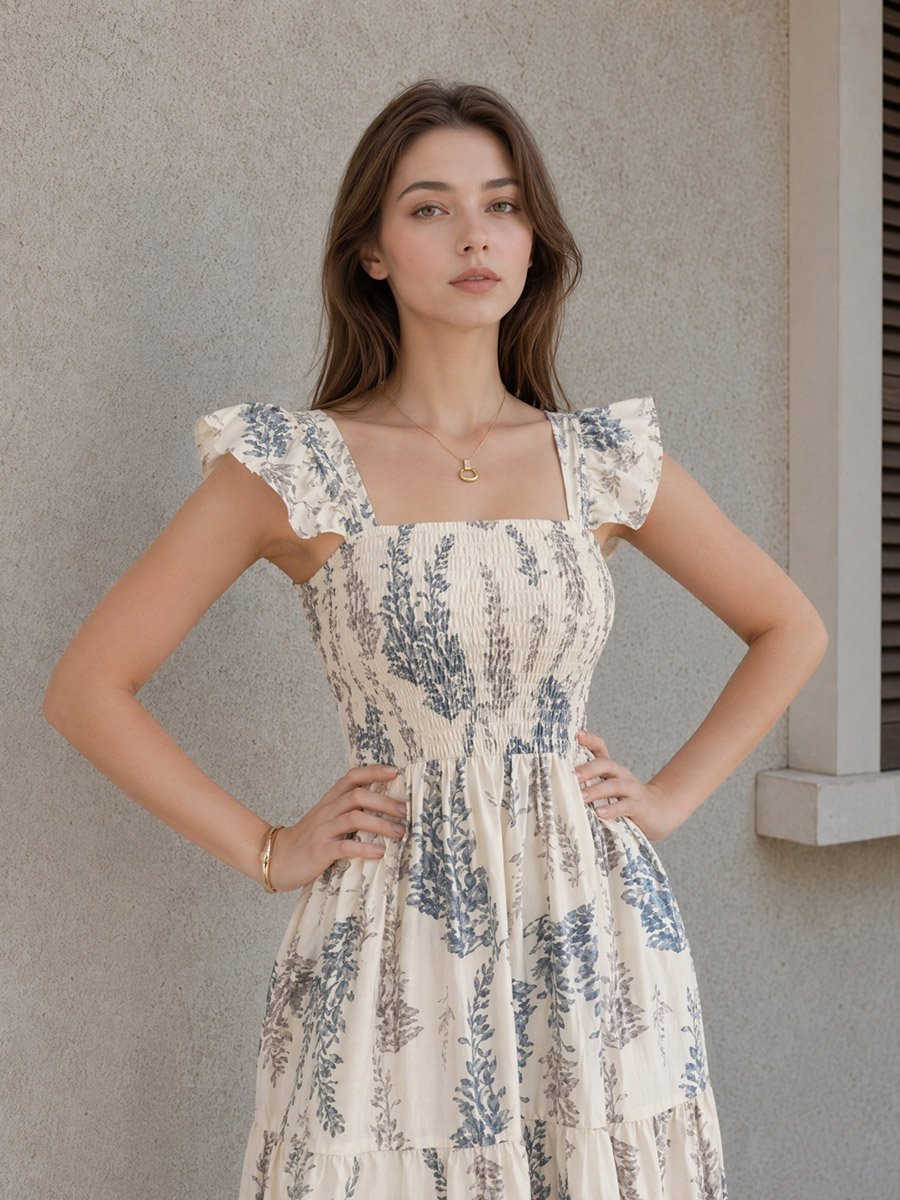 Floral Sleeveless Tiered Maxi Dress