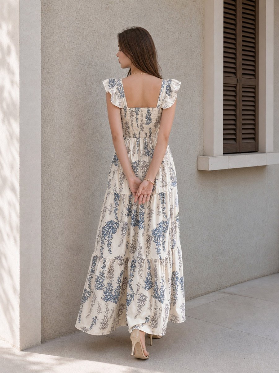 Floral Sleeveless Tiered Maxi Dress
