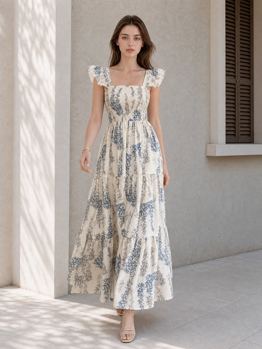 Floral Sleeveless Tiered Maxi Dress