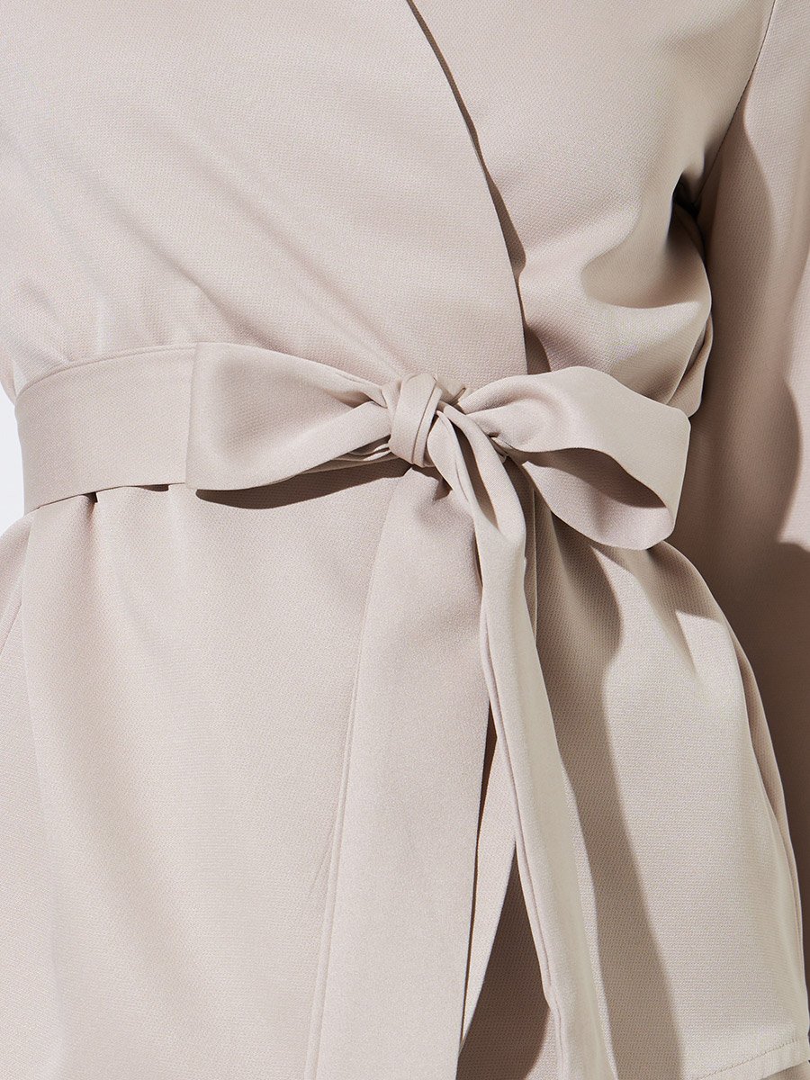 Khaki Wrap Blazer and Wide Leg Trousers Co-Ord Set