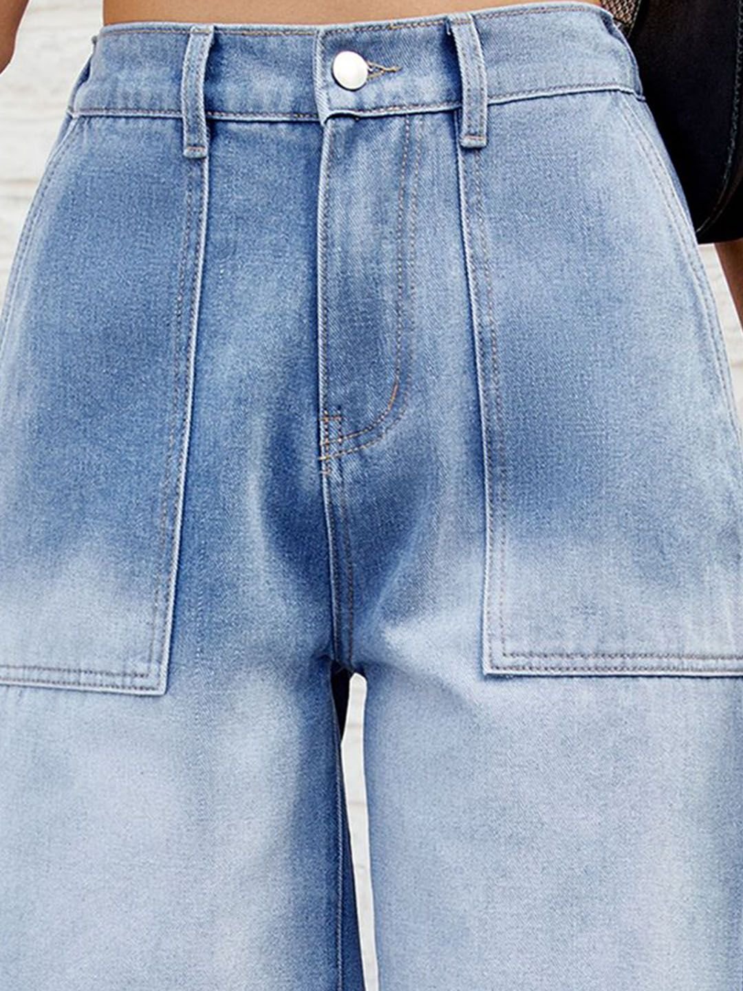Blue Raw Edge Denim Shorts