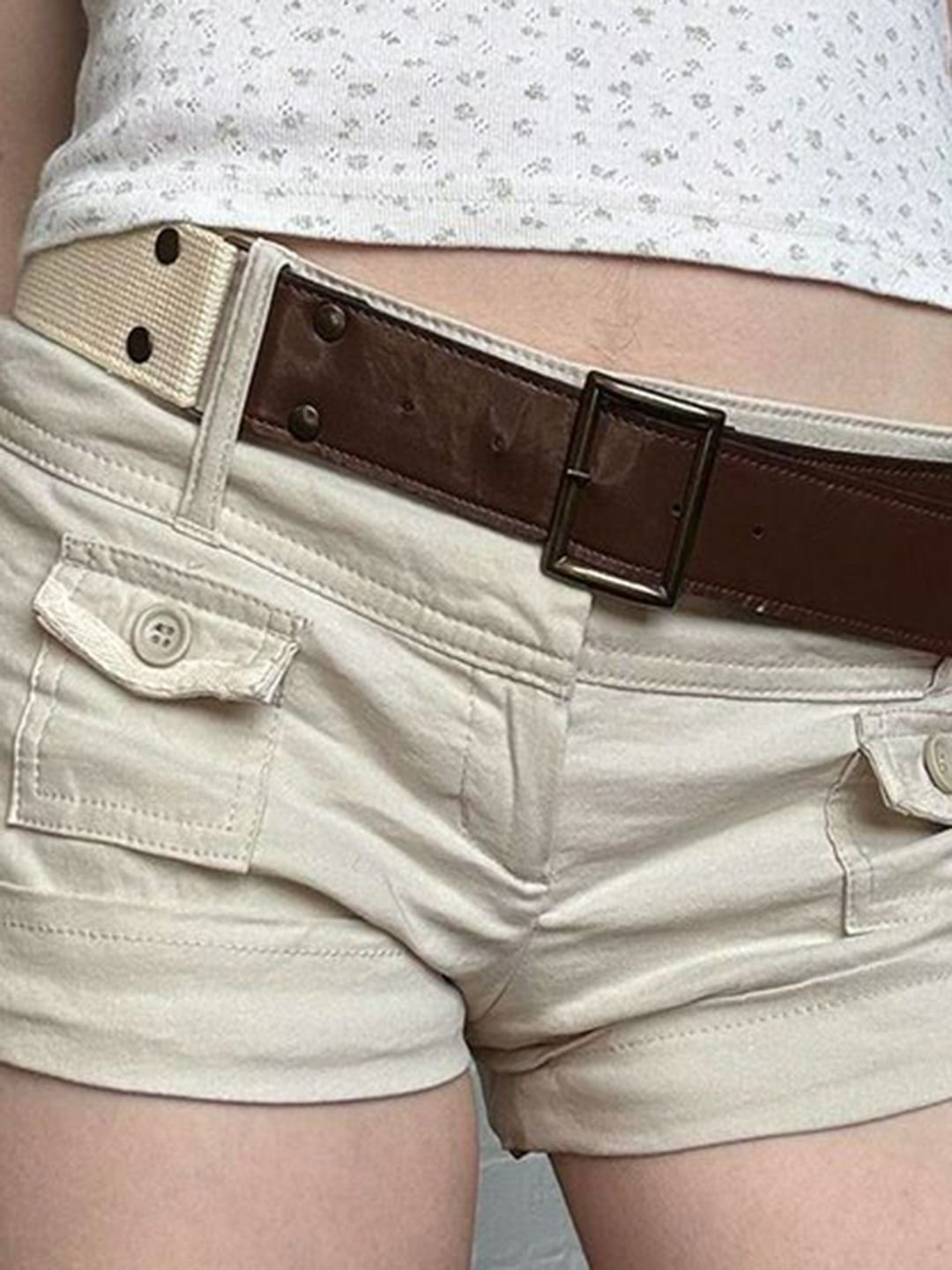 Beige Solid Regular Fit Short