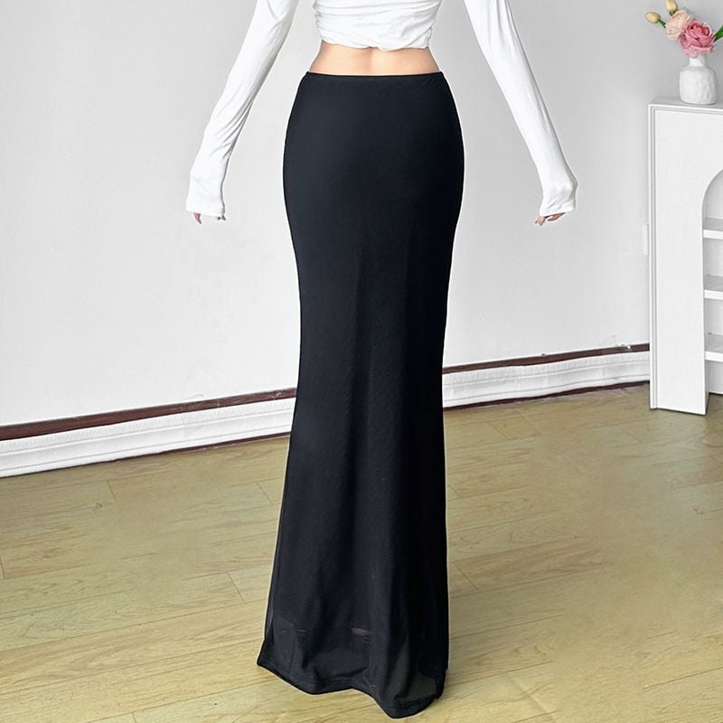 Black Printed Maxi Skirt