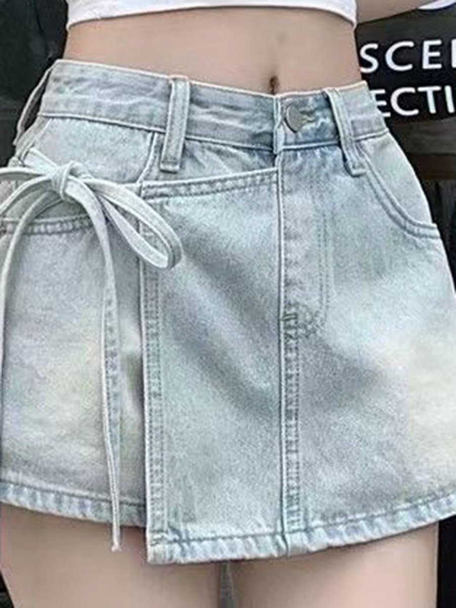 Blue Wrap Denim Skorts