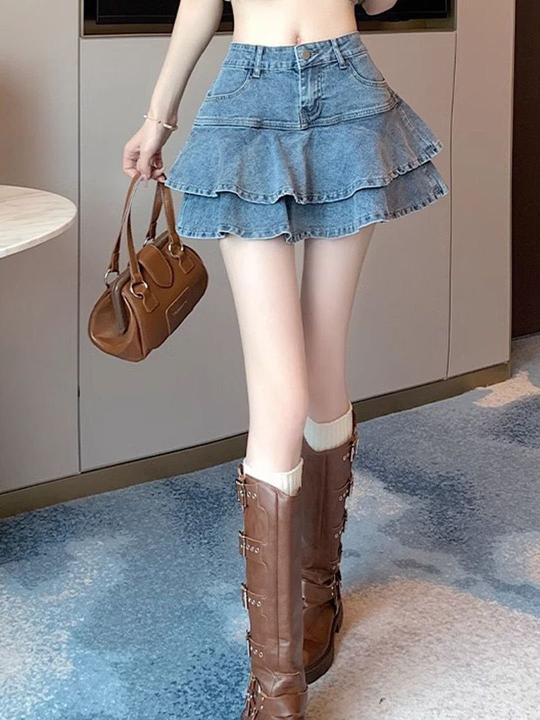 Blue Flippy Denim Mini Skirt