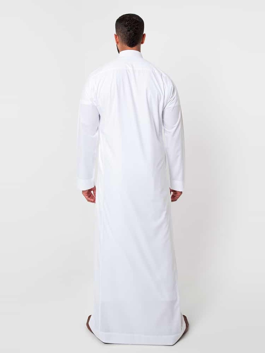 ثوب كلاسيك رجالي بسحَّاب غلق، أبيض - 59 بوصة