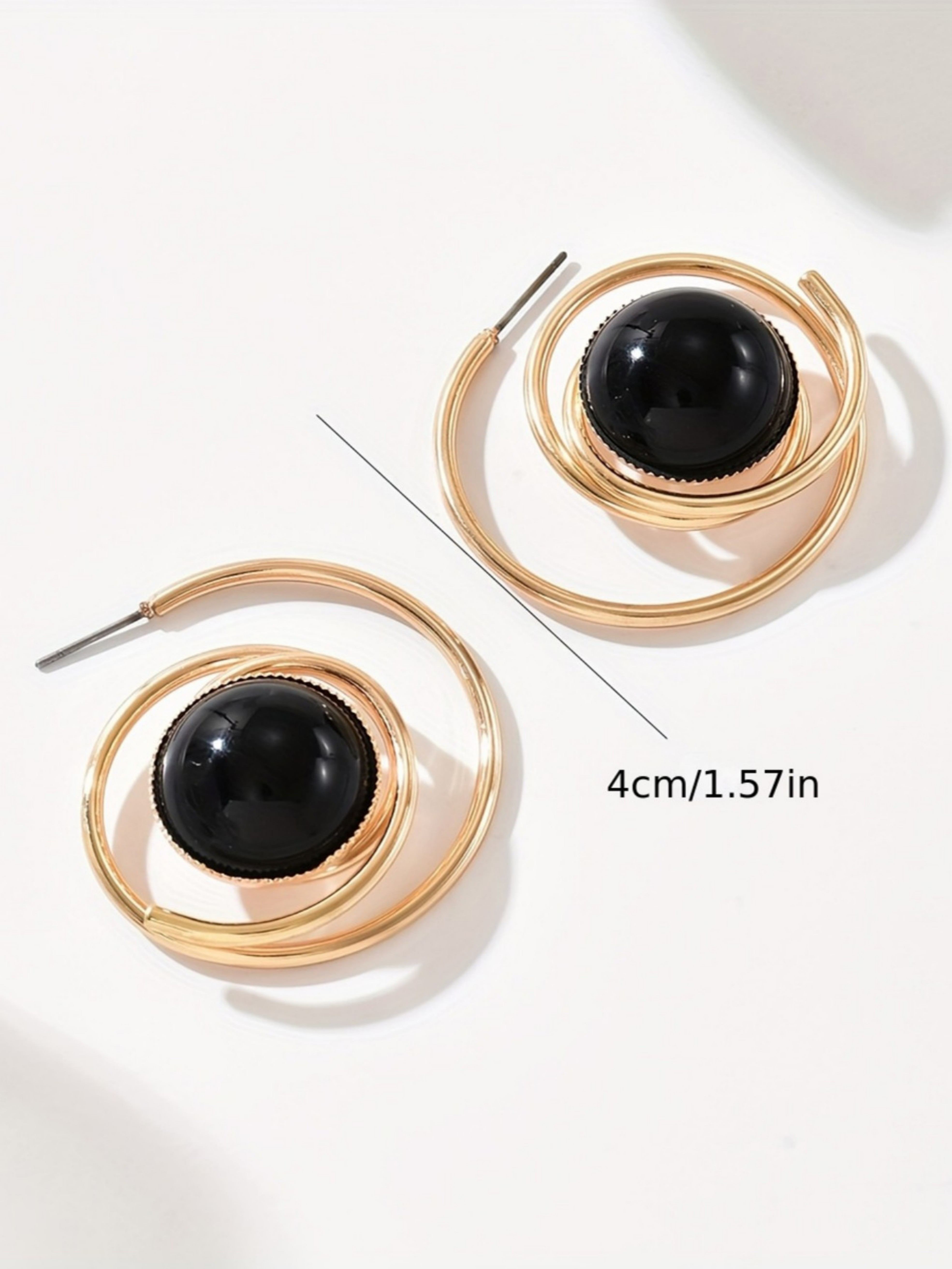 Black and Gold Spiral Hoop Earrings for Everyday Style