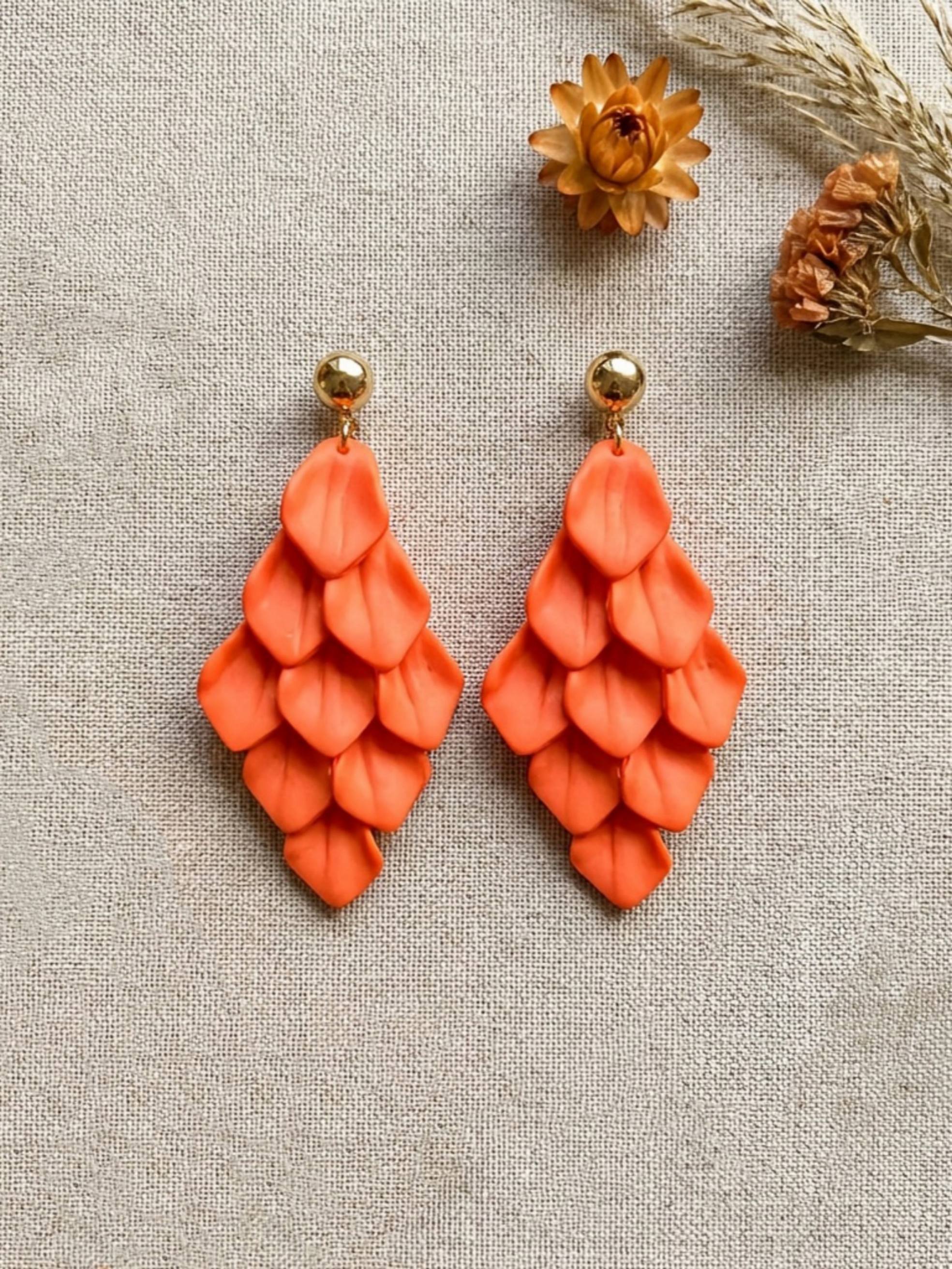Orange Solid Dangle Earrings