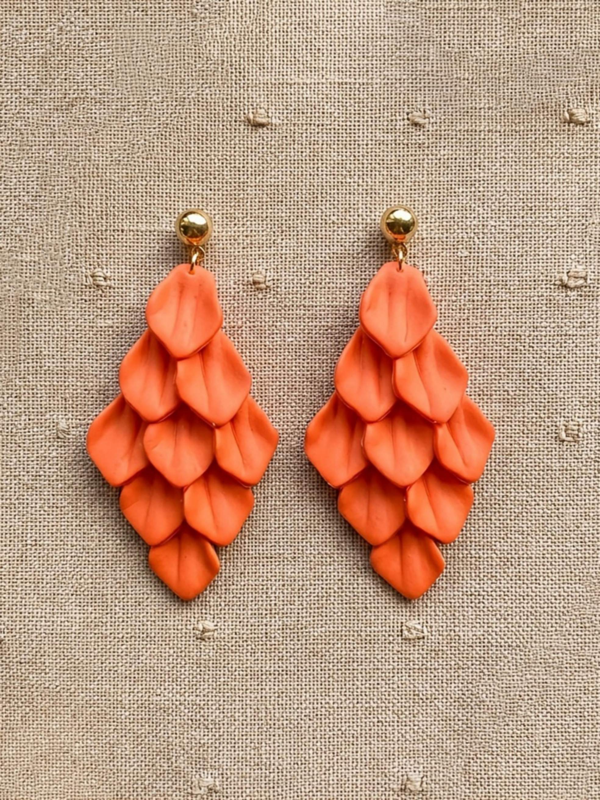 Orange Solid Dangle Earrings
