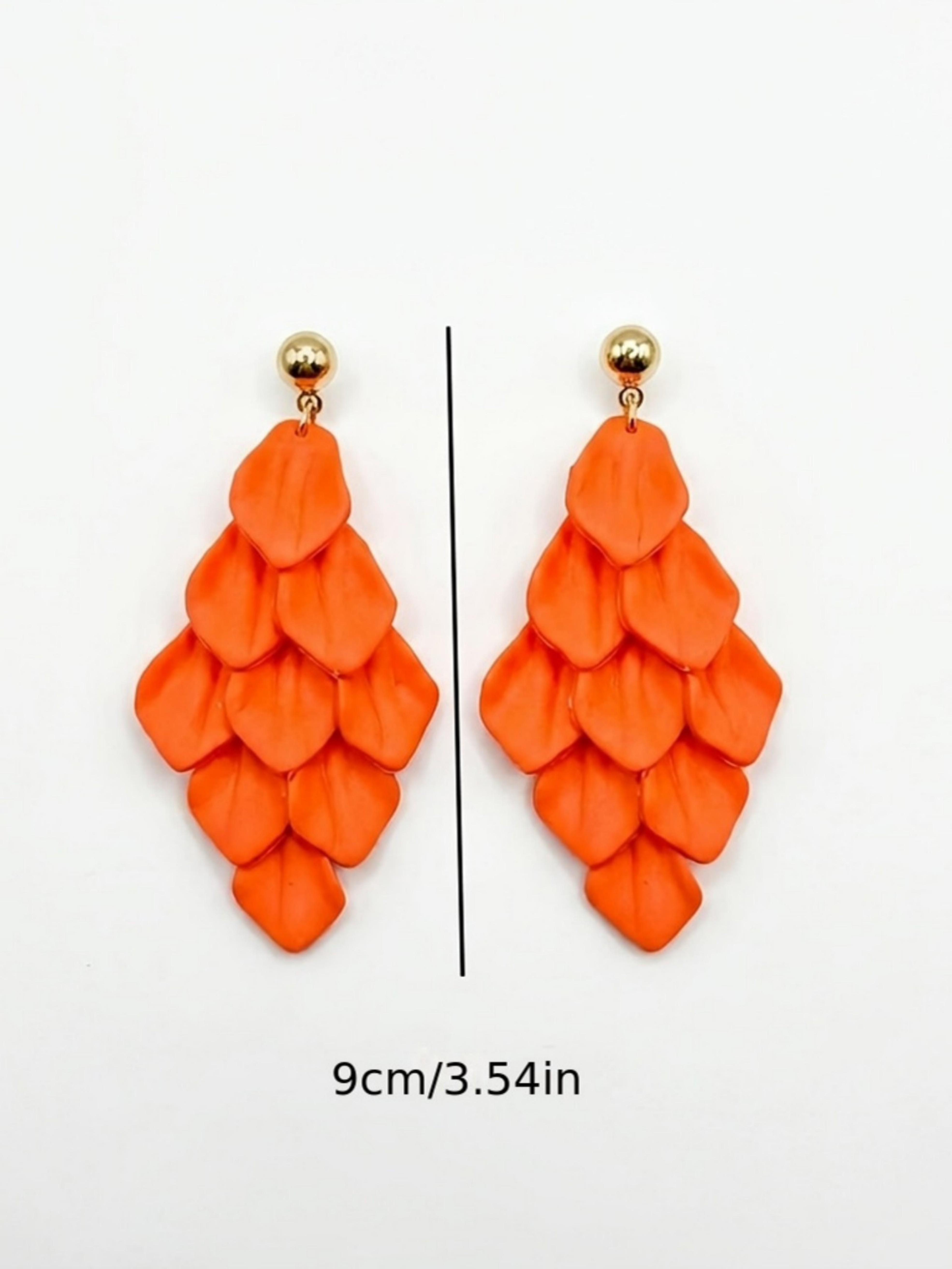 Orange Solid Dangle Earrings