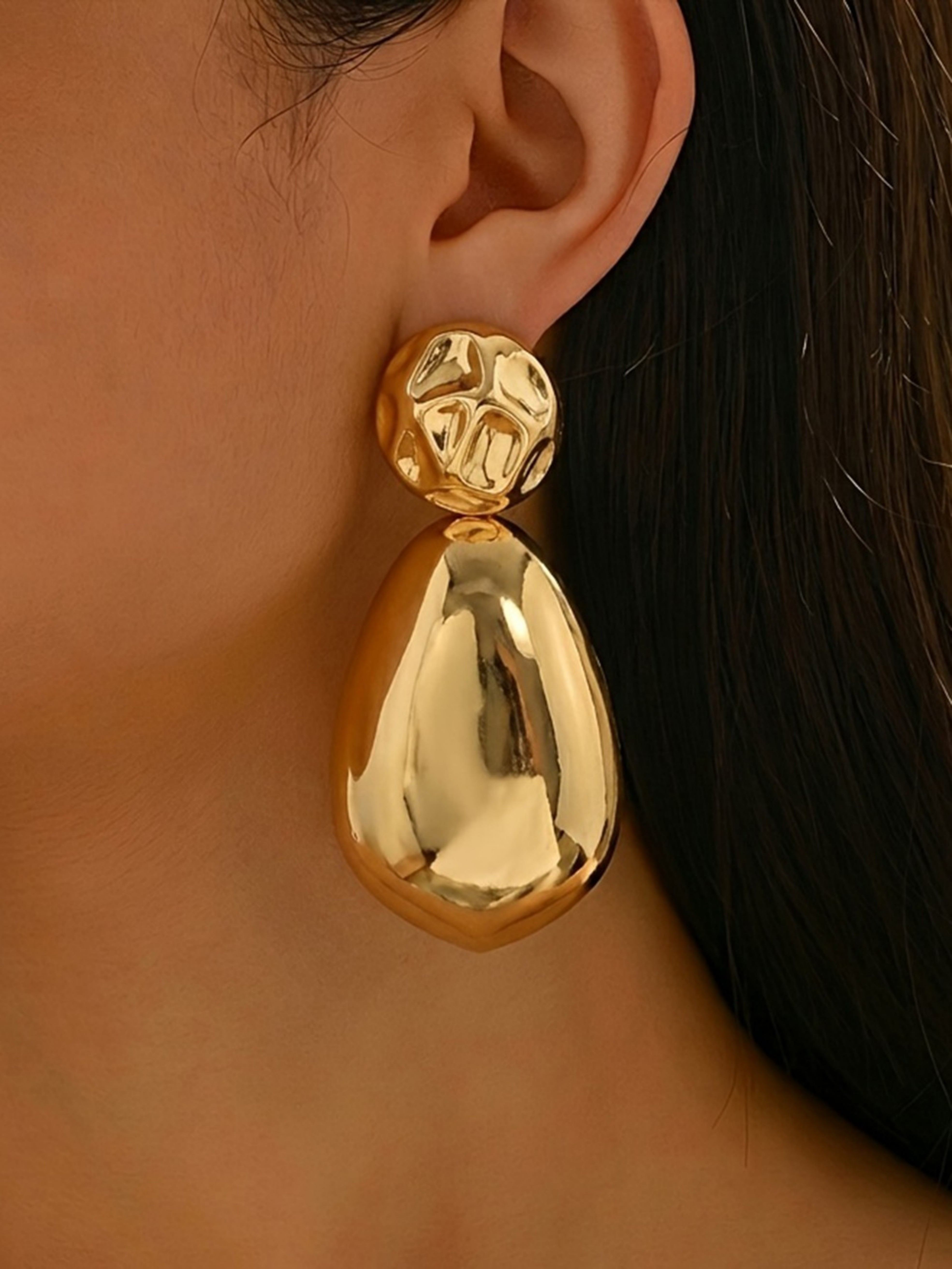 Gold Texture Dangle Earrings