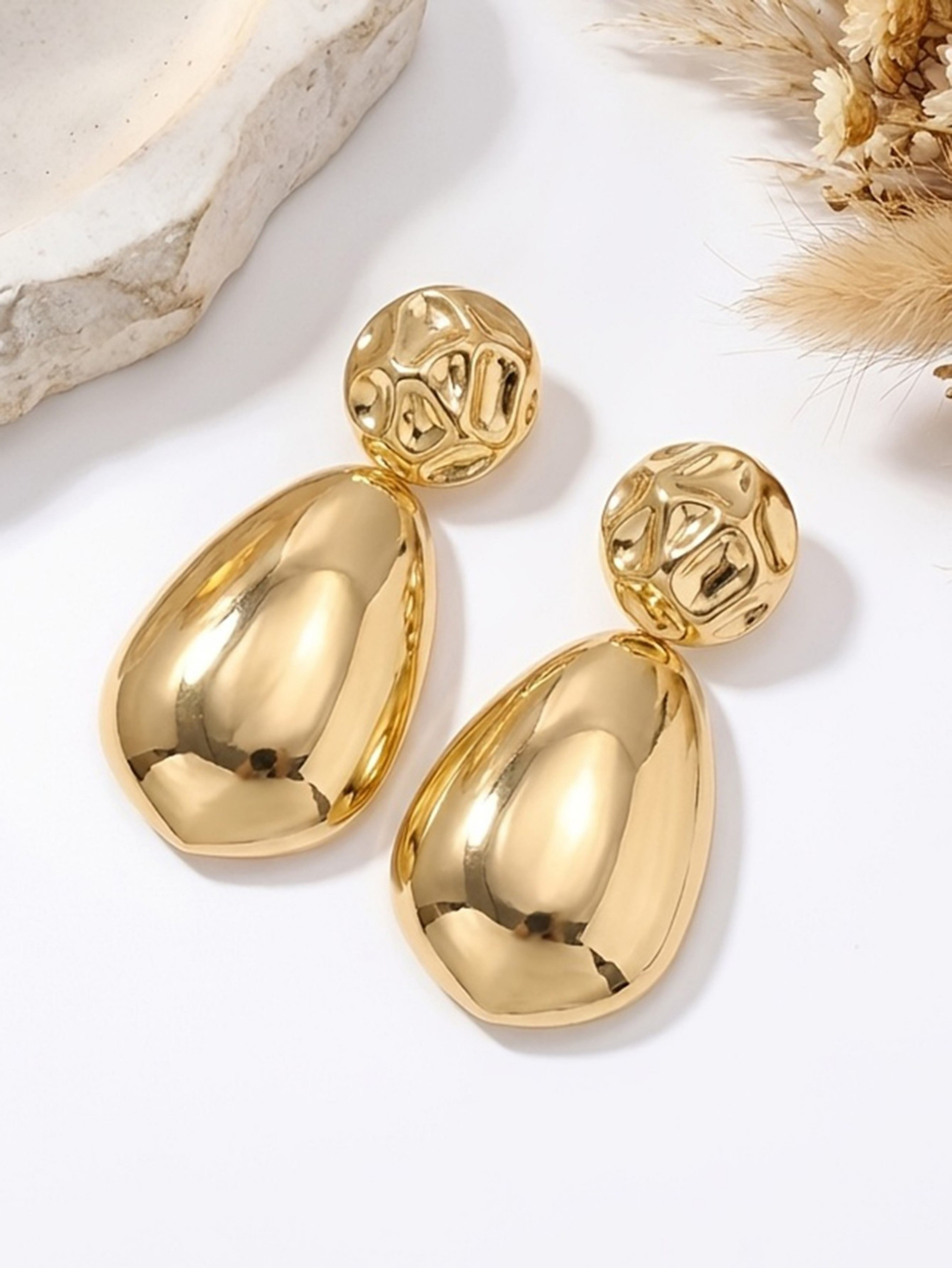 Gold Texture Dangle Earrings