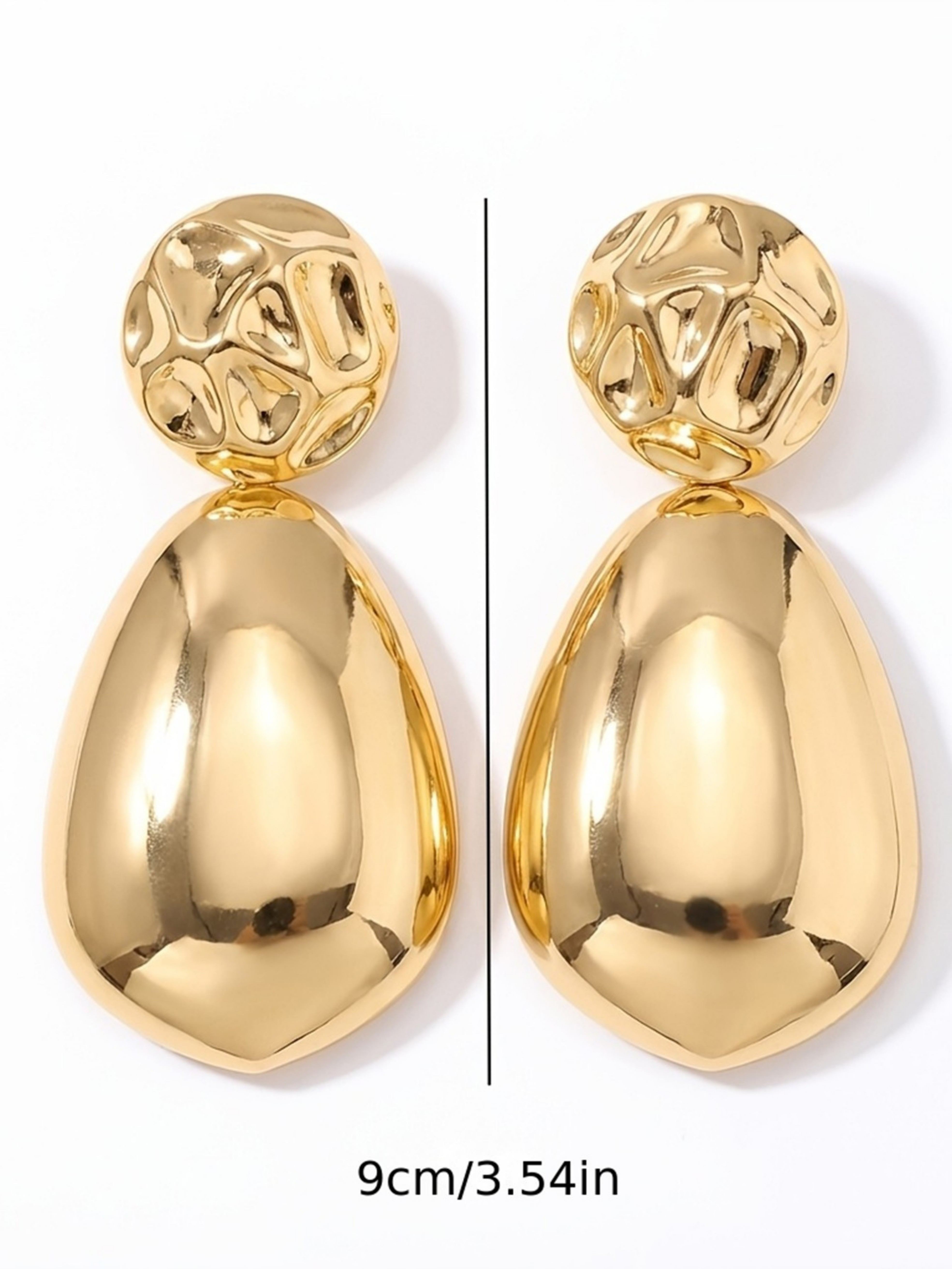 Gold Texture Dangle Earrings