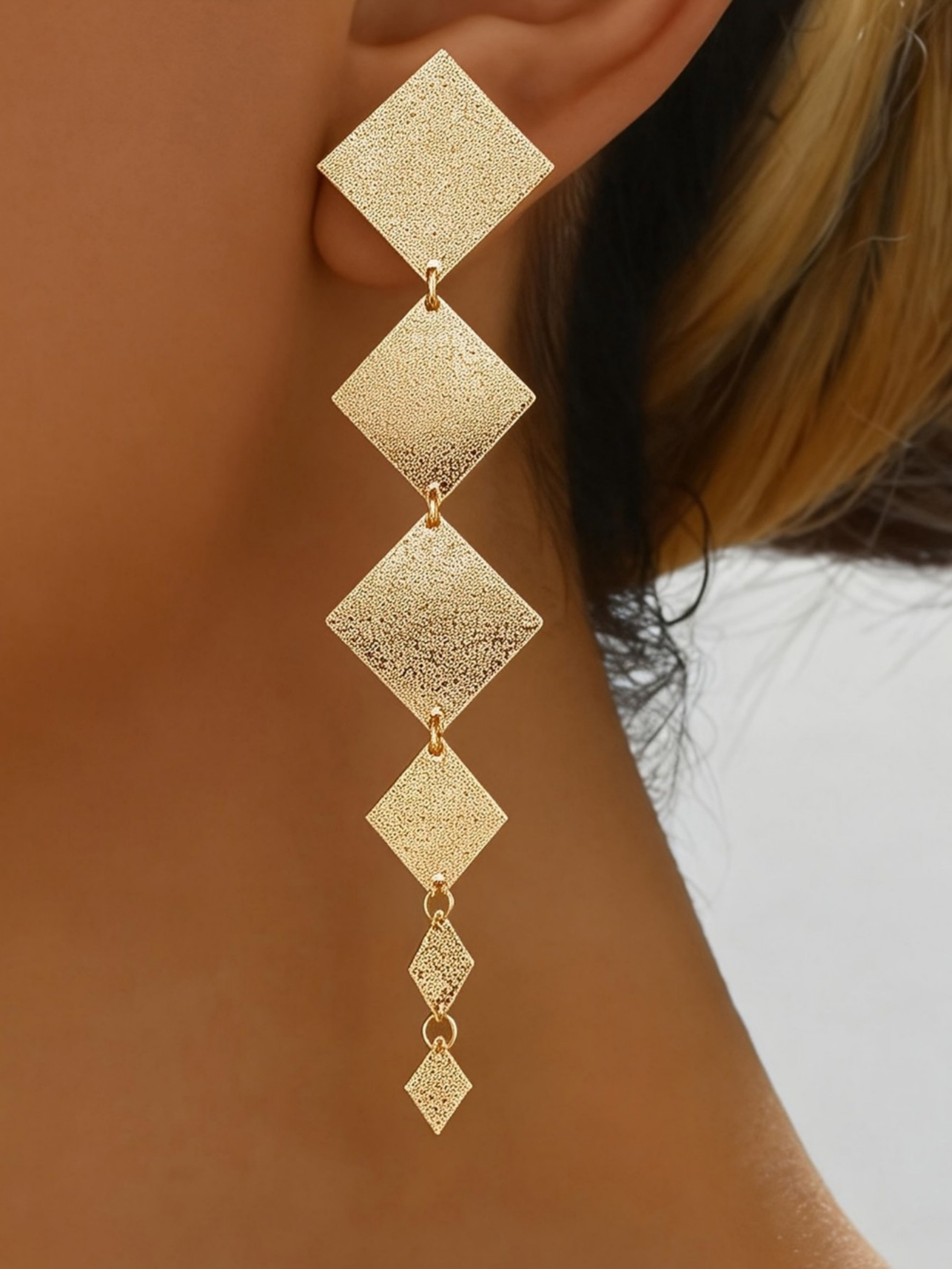 Gold Texture Dangle Earrings